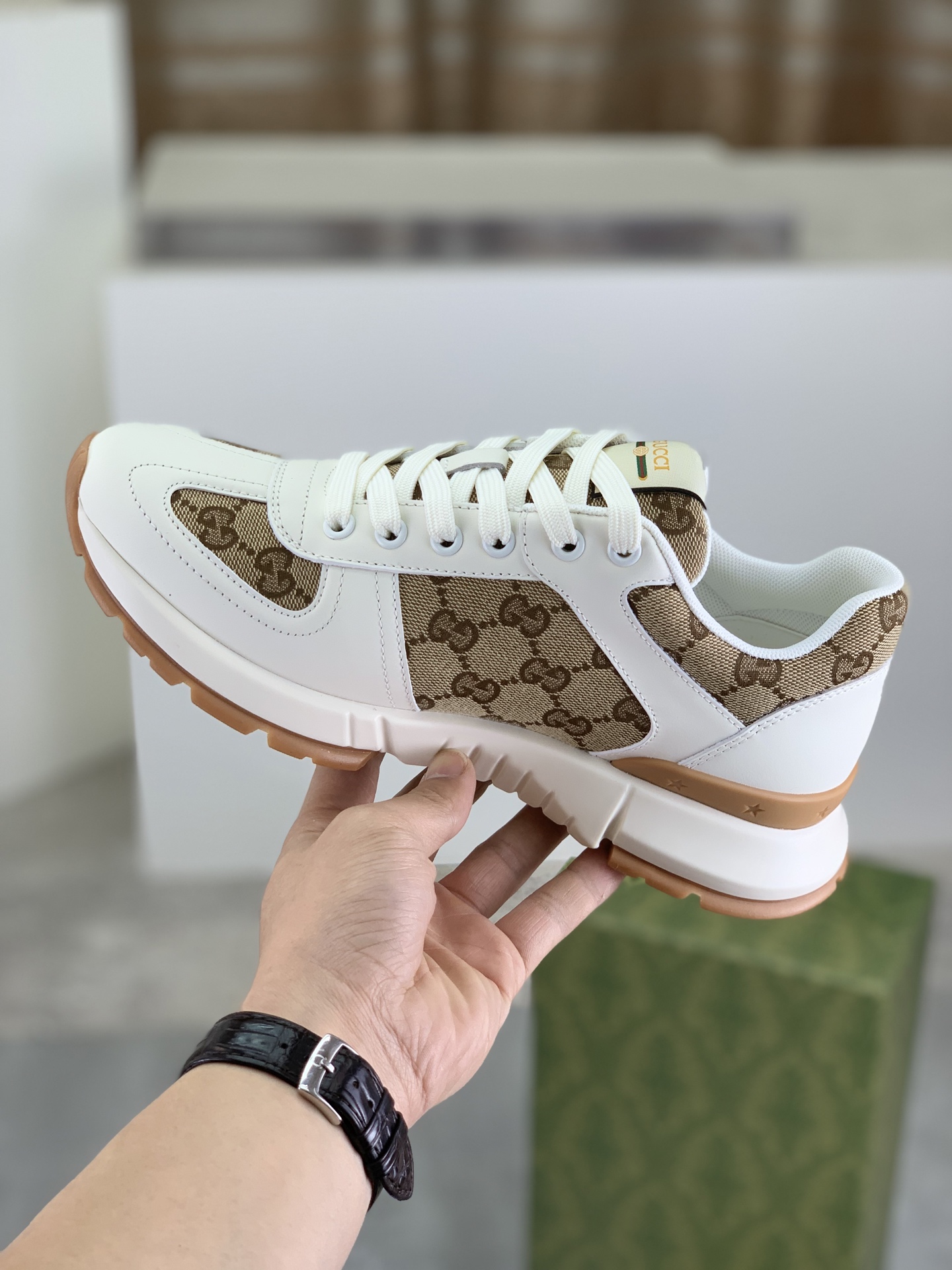 Gucci Men's Sneakers in White Leather and Monogram Canvas 7 i1742312507950 8162 0 5