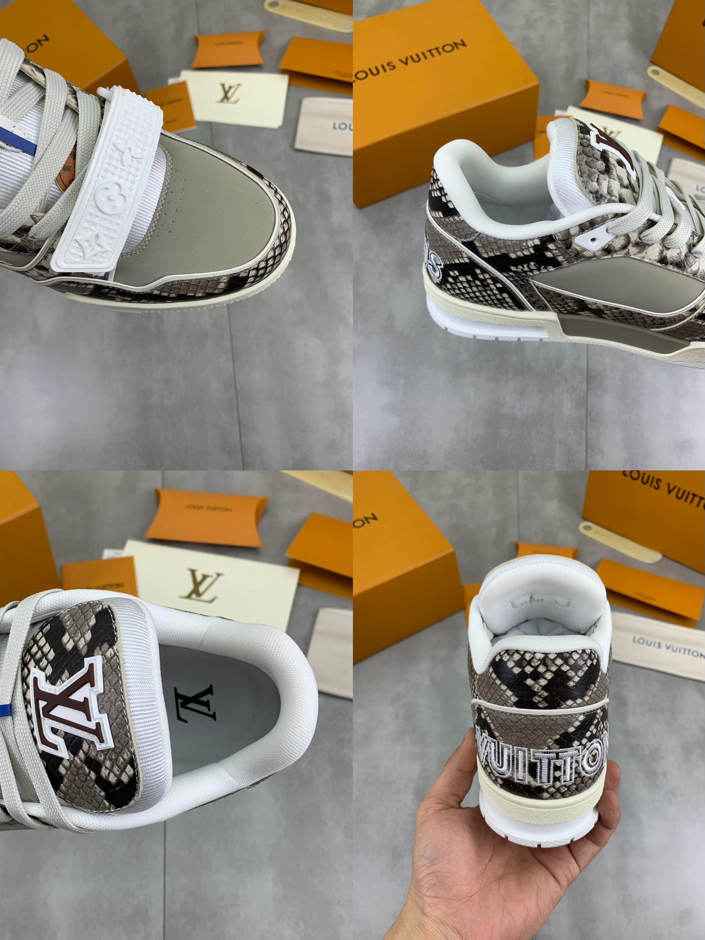 Louis Vuitton Python Embossed Leather High-Top Sneakers, Size 38-45 10 i1743269403580 8381 0 8