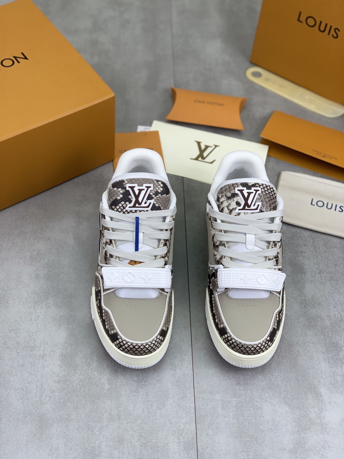 Louis Vuitton Python Embossed Leather High-Top Sneakers, Size 38-45 3 i1743269403874 2737 0 1