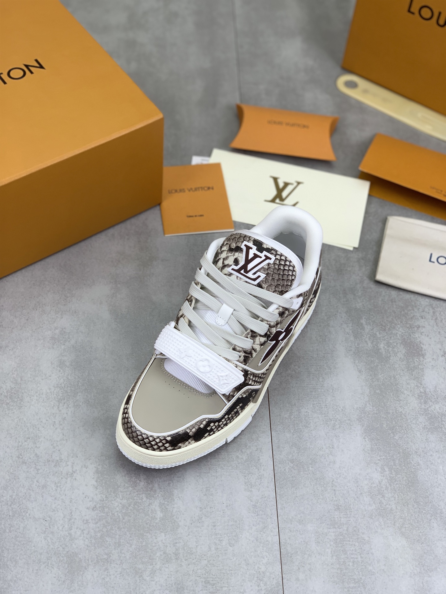 Louis Vuitton Python Embossed Leather High-Top Sneakers, Size 38-45 5 i1743269403955 3701 0 3