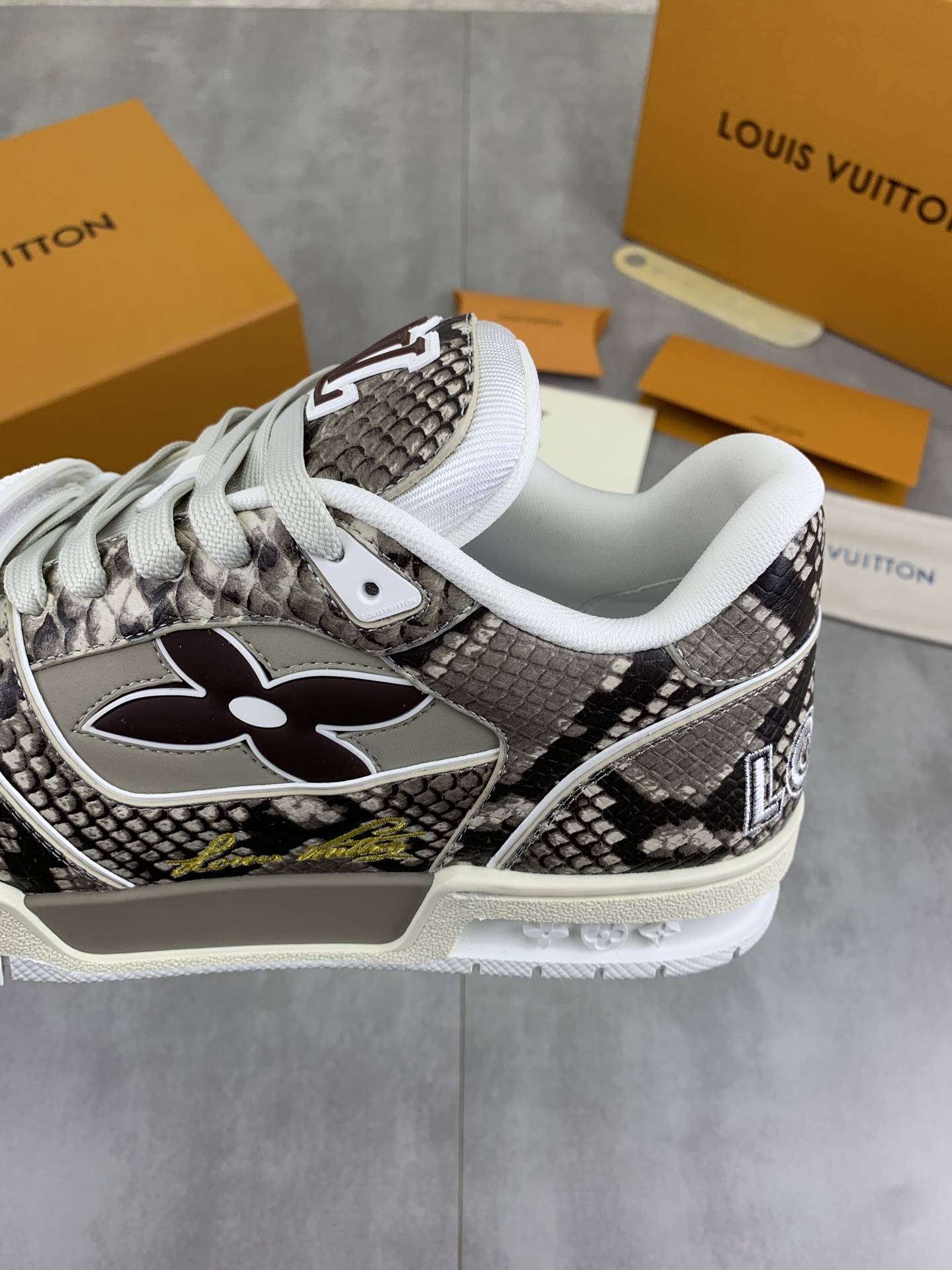 Louis Vuitton Python Embossed Leather High-Top Sneakers, Size 38-45 8 i1743269404007 4711 0 6