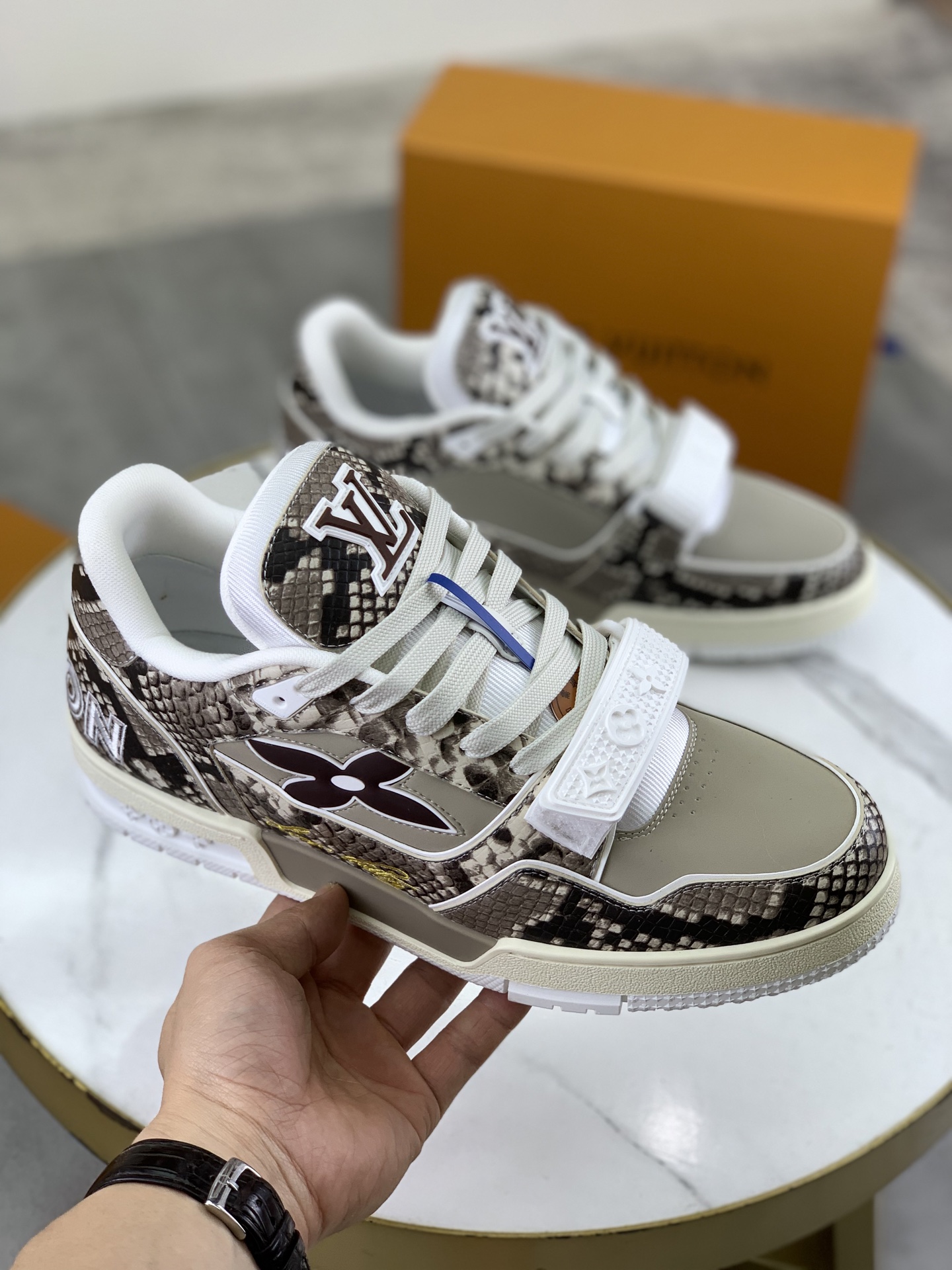Louis Vuitton Python Embossed Leather High-Top Sneakers, Size 38-45 4 i1743269407426 2800 0 2