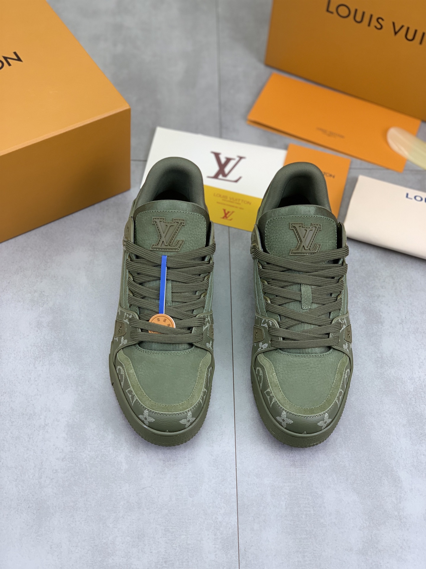 Louis Vuitton High-Top Sneakers in Olive Green Monogram Leather 3 i1743269522799 4718 0 1