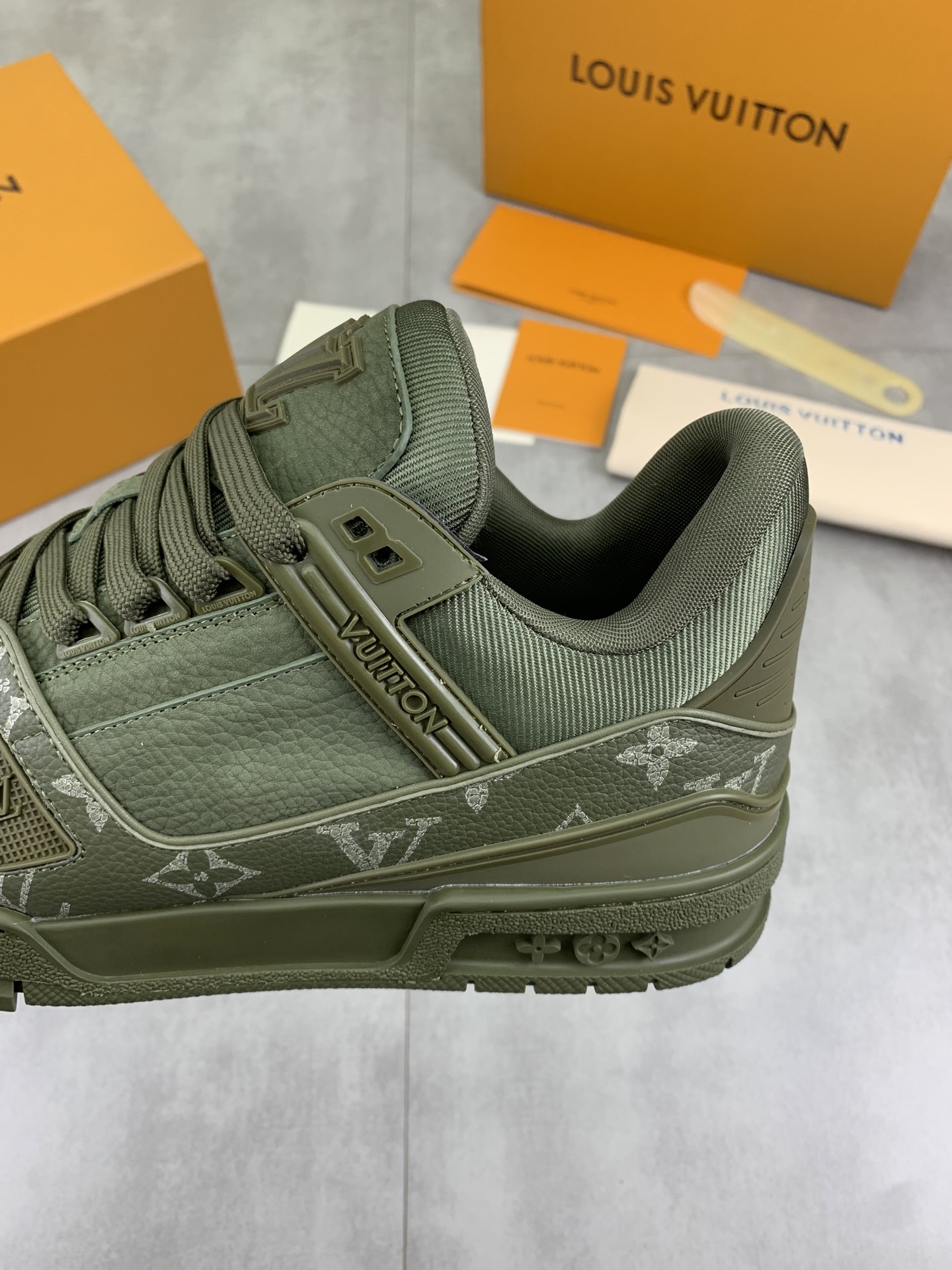 Louis Vuitton High-Top Sneakers in Olive Green Monogram Leather 8 i1743269522931 6790 0 6