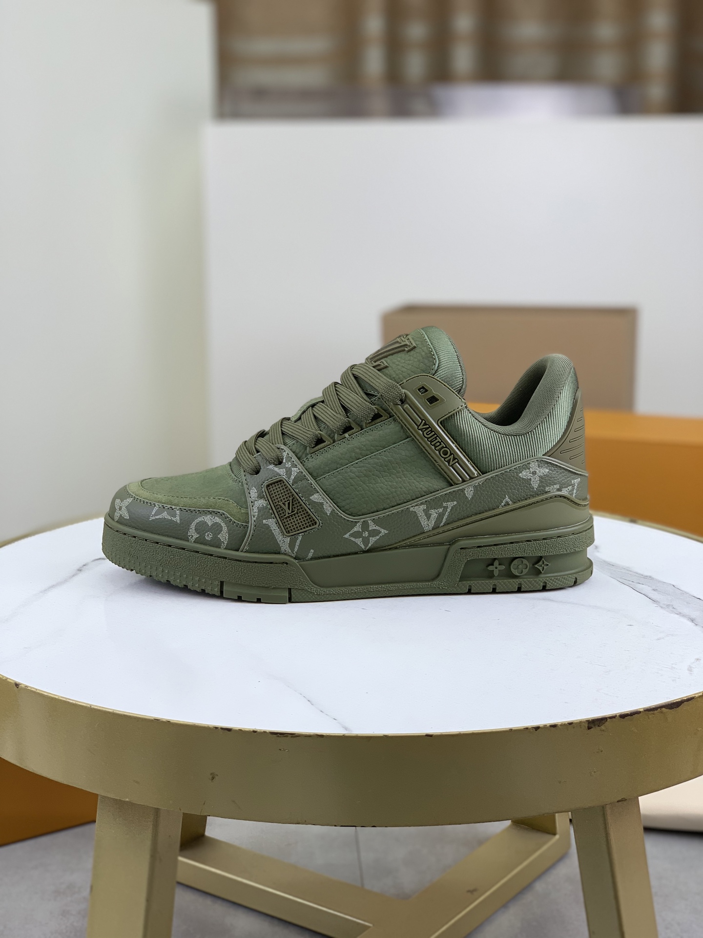 Louis Vuitton High-Top Sneakers in Olive Green Monogram Leather 2 i1743269526963 488 0 0
