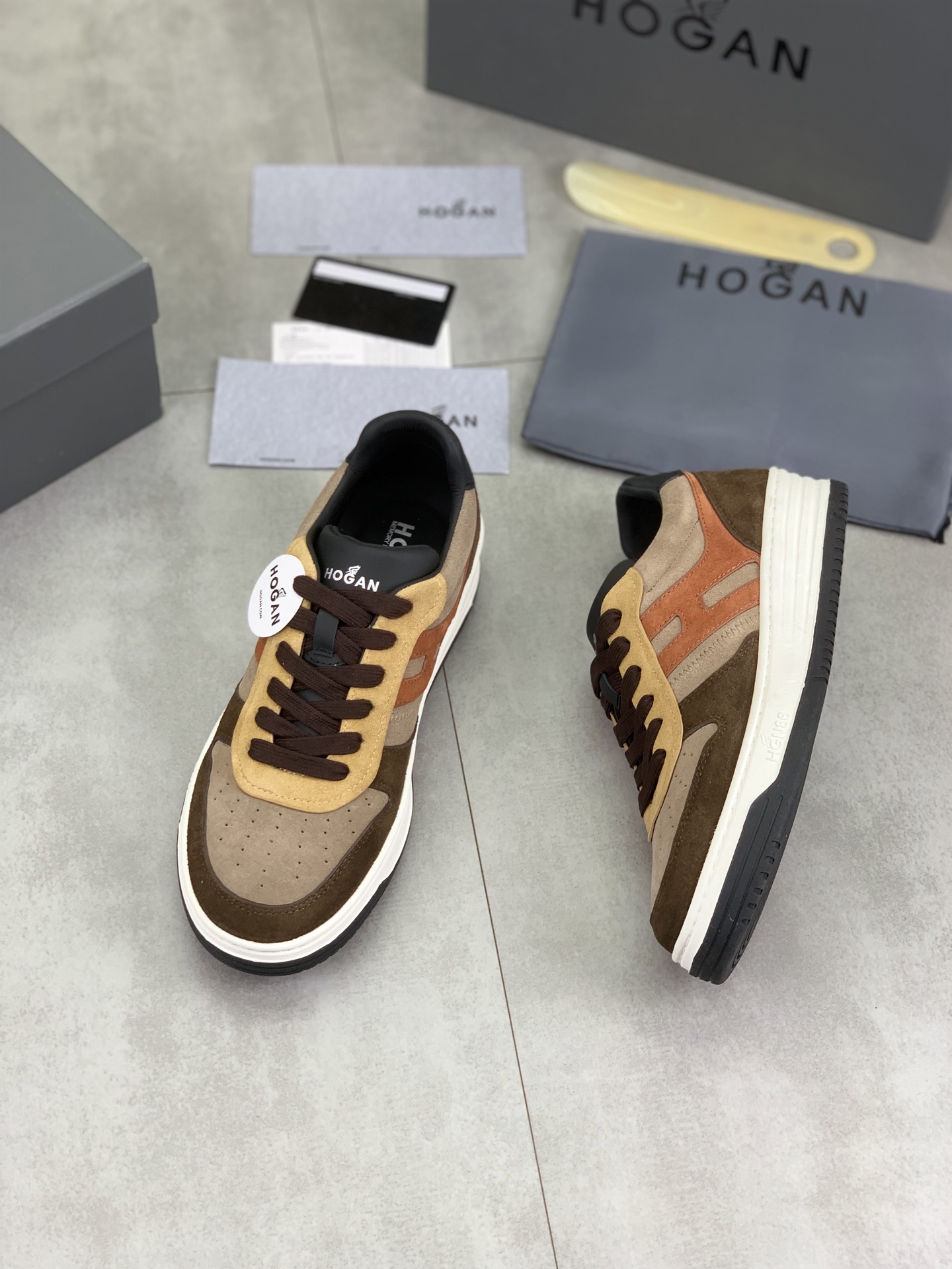 Hogan H630 Series Men's Leather Sneakers Retro Basketball Style Size 39-44 6 i1744215751565 3560 0 4