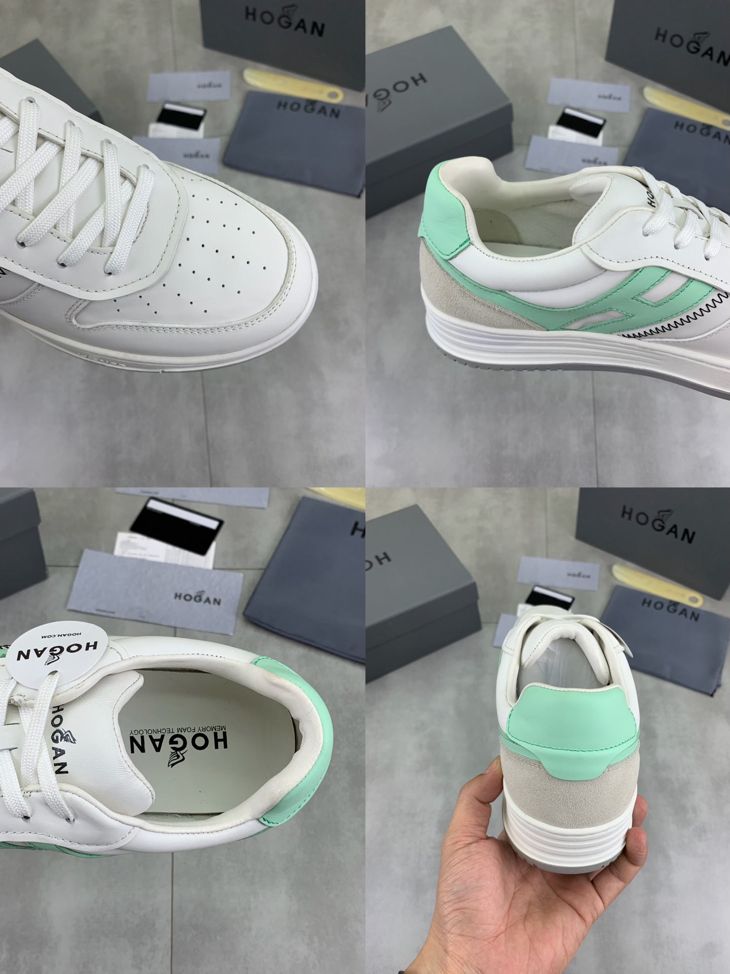 Hogan H630 Series White Leather Sneakers with Mint Green H Logo 10 i1744215772278 3566 0 8