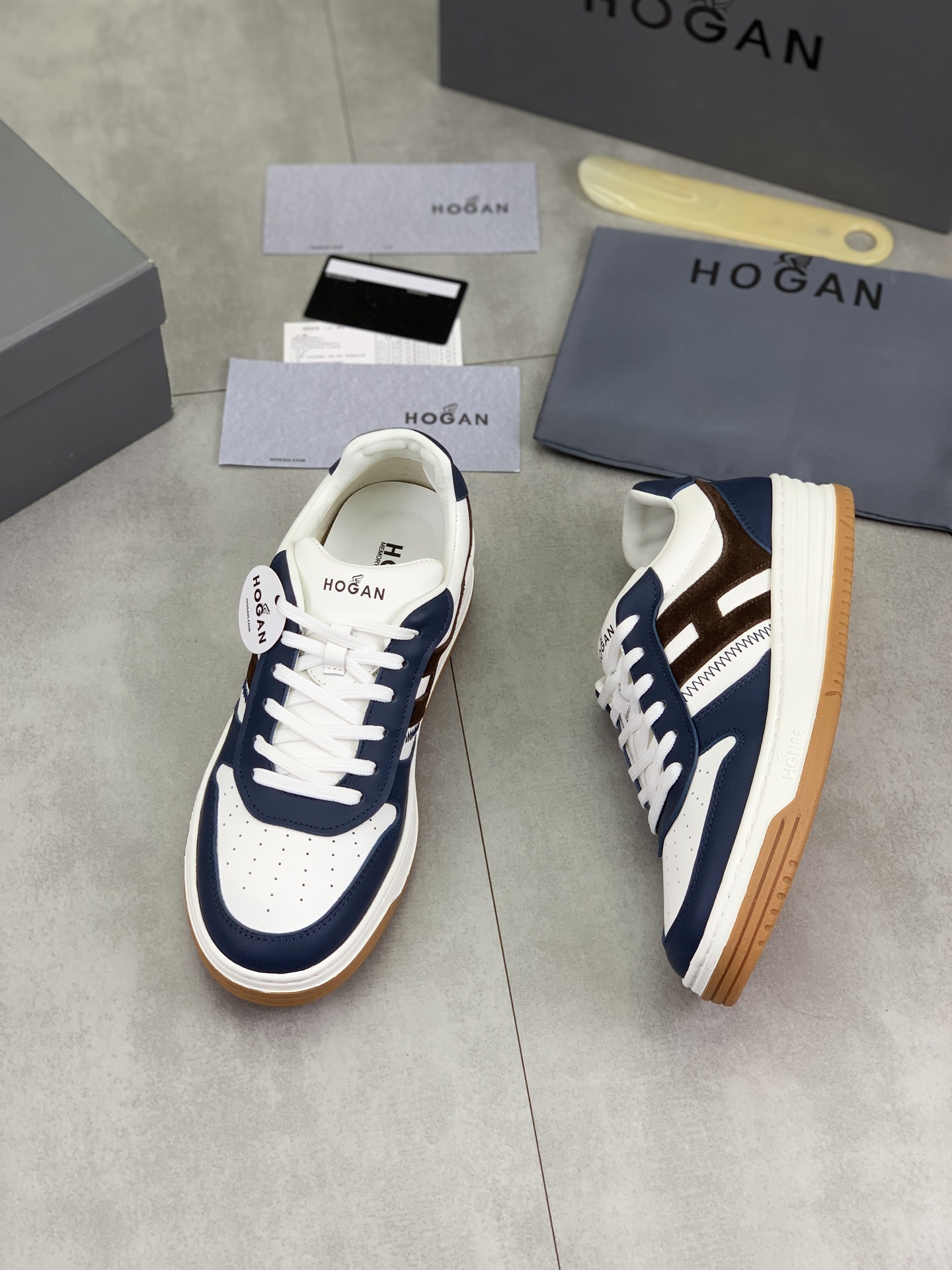 Hogan H630 Series Men's Sneakers with Leather and EVA Sole, Sizes 39-44 6 i1744215793335 743 0 4