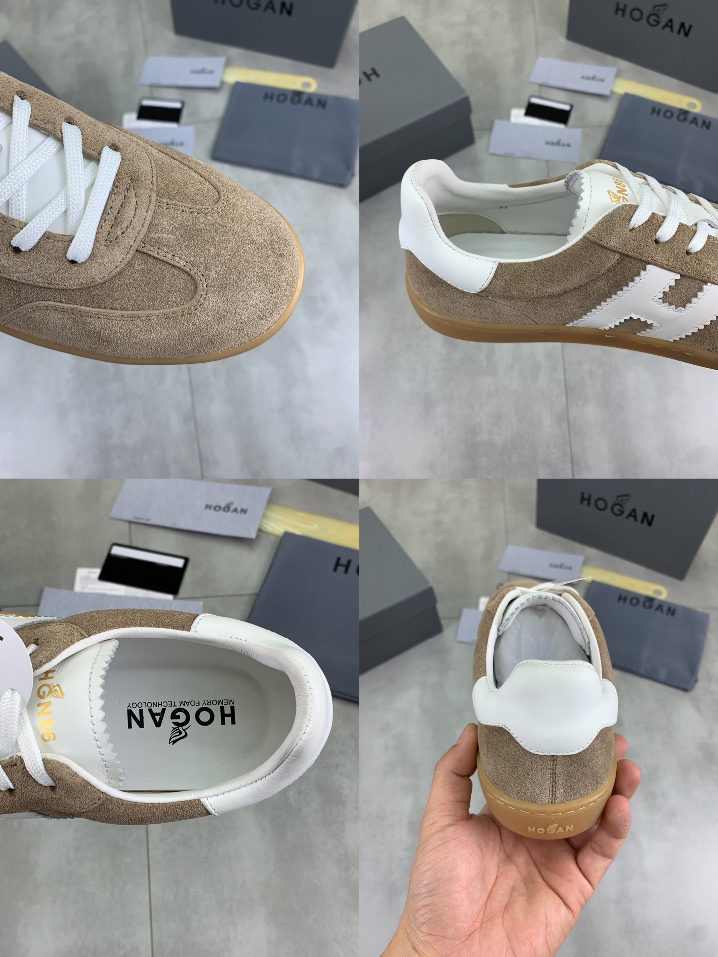 Hogan H630 Series Retro Sneakers in Taupe Suede with White Accents 10 i1744216217239 1395 0 8
