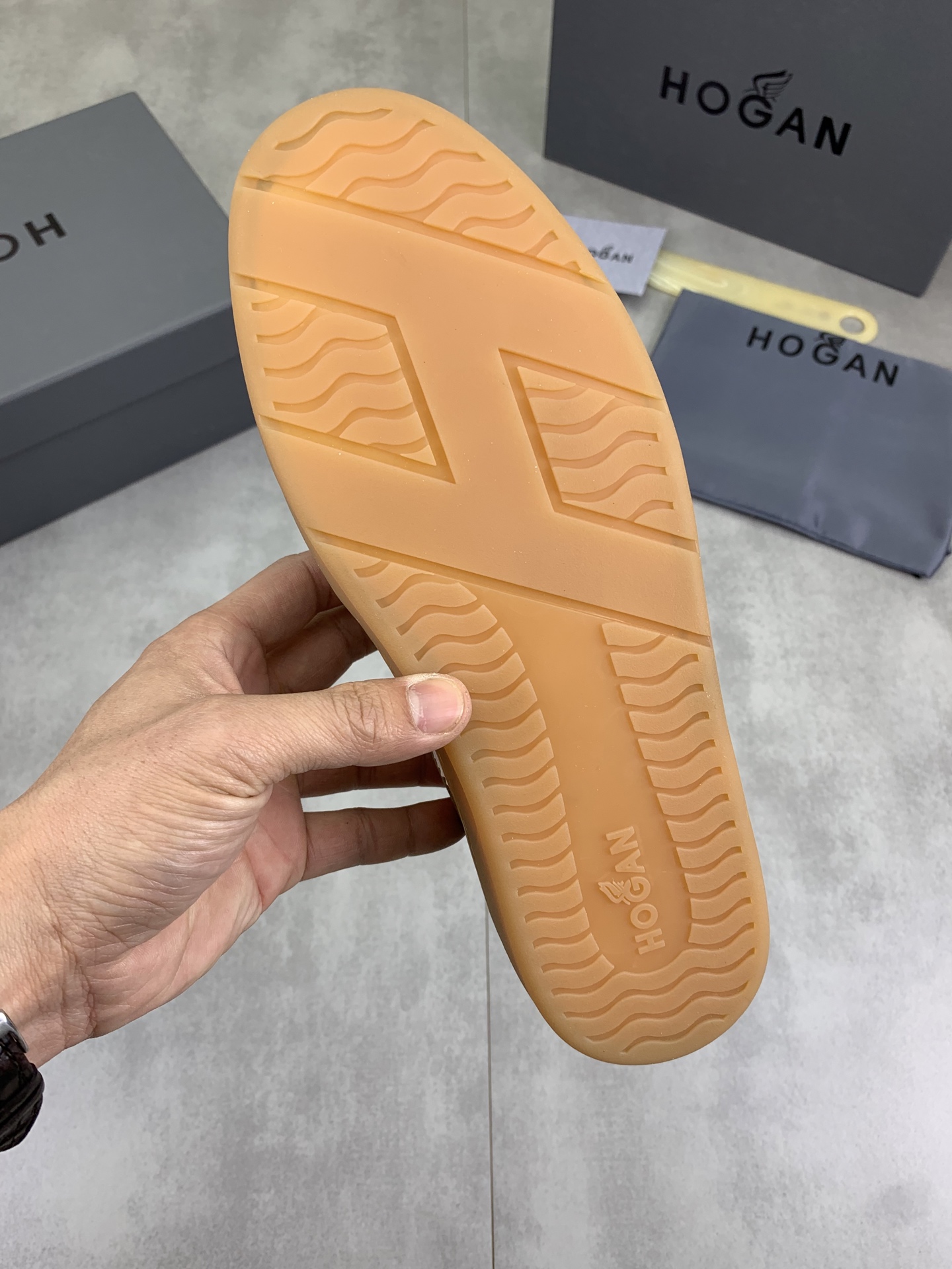 Hogan H630 Series Retro Sneakers in Taupe Suede with White Accents 9 i1744216217831 9736 0 7