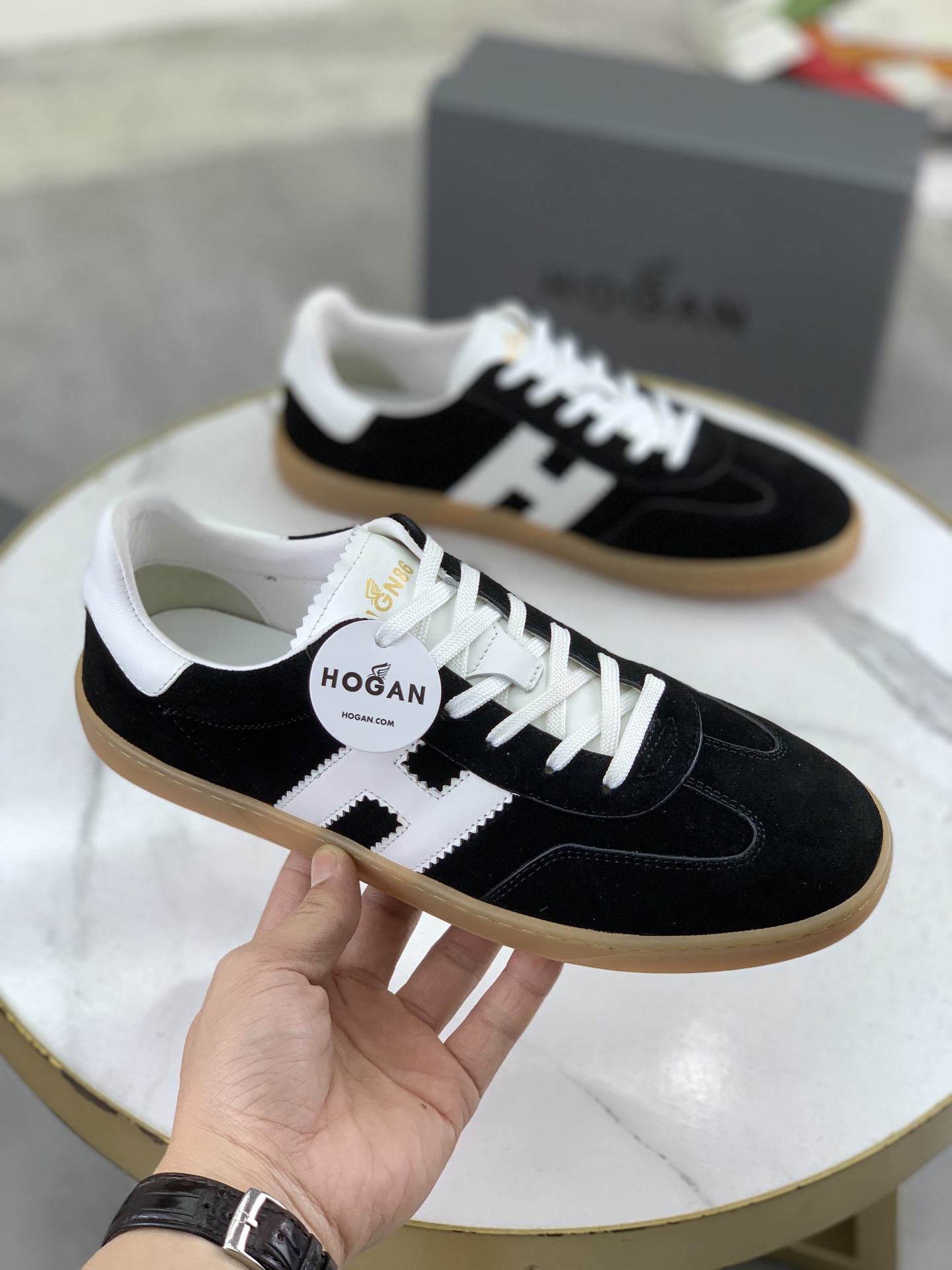 Hogan H630 Black Leather Sneakers with H Design Retro Fashion Urban Style 4 i1744216282021 6175 0 2