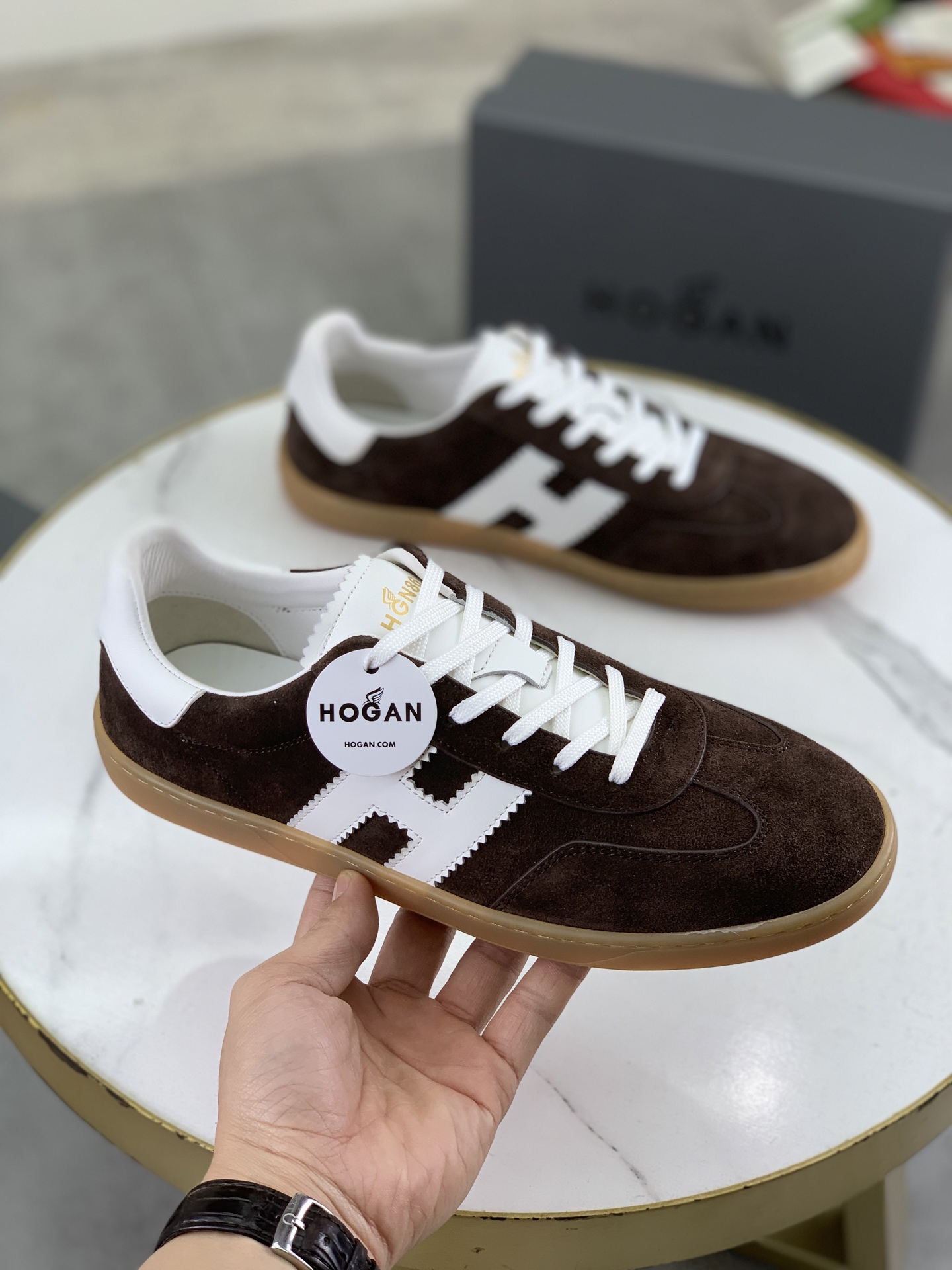 Hogan H630 Series Brown Leather Sneakers With 'H' Logo Size EU 39-44 4 i1744216332554 968 0 2