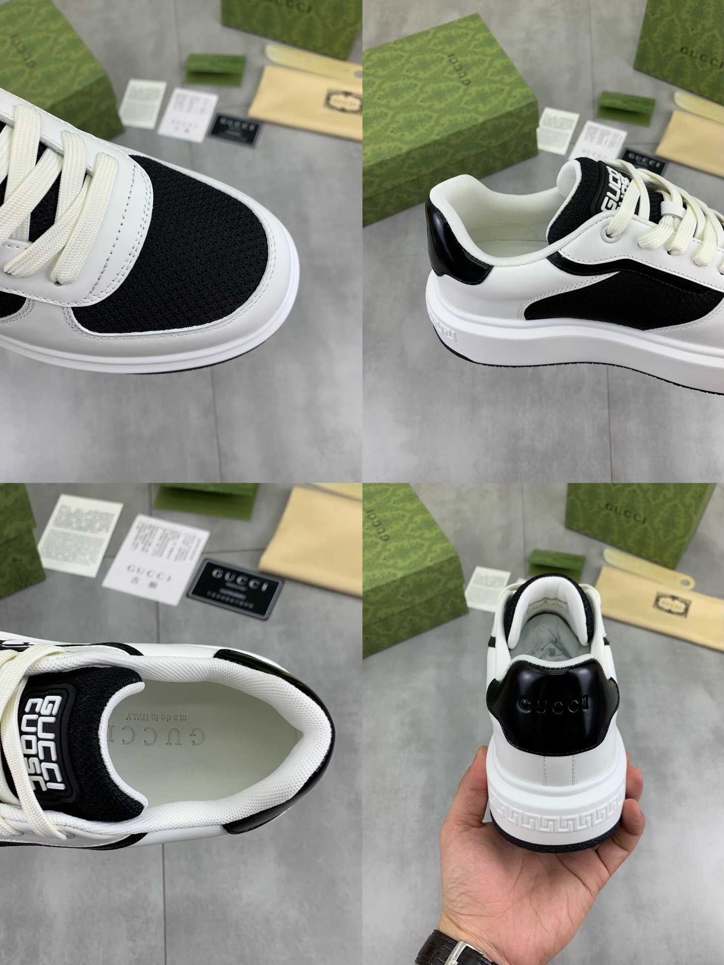 Gucci Men's Ace Leather Sneaker with GG Logo - Black and White, Size 39-44 10 i1746379115148 2327 0 8