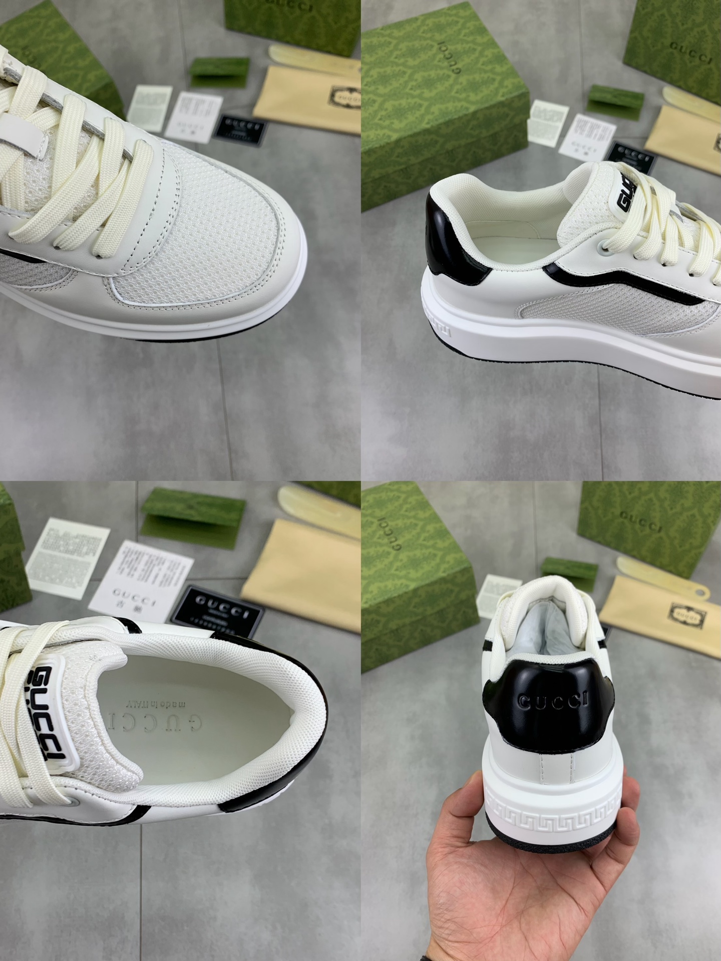 Gucci Men's Ace Leather Sneaker, White Leather with Gucci Logo 10 i1746379221988 7001 0 8