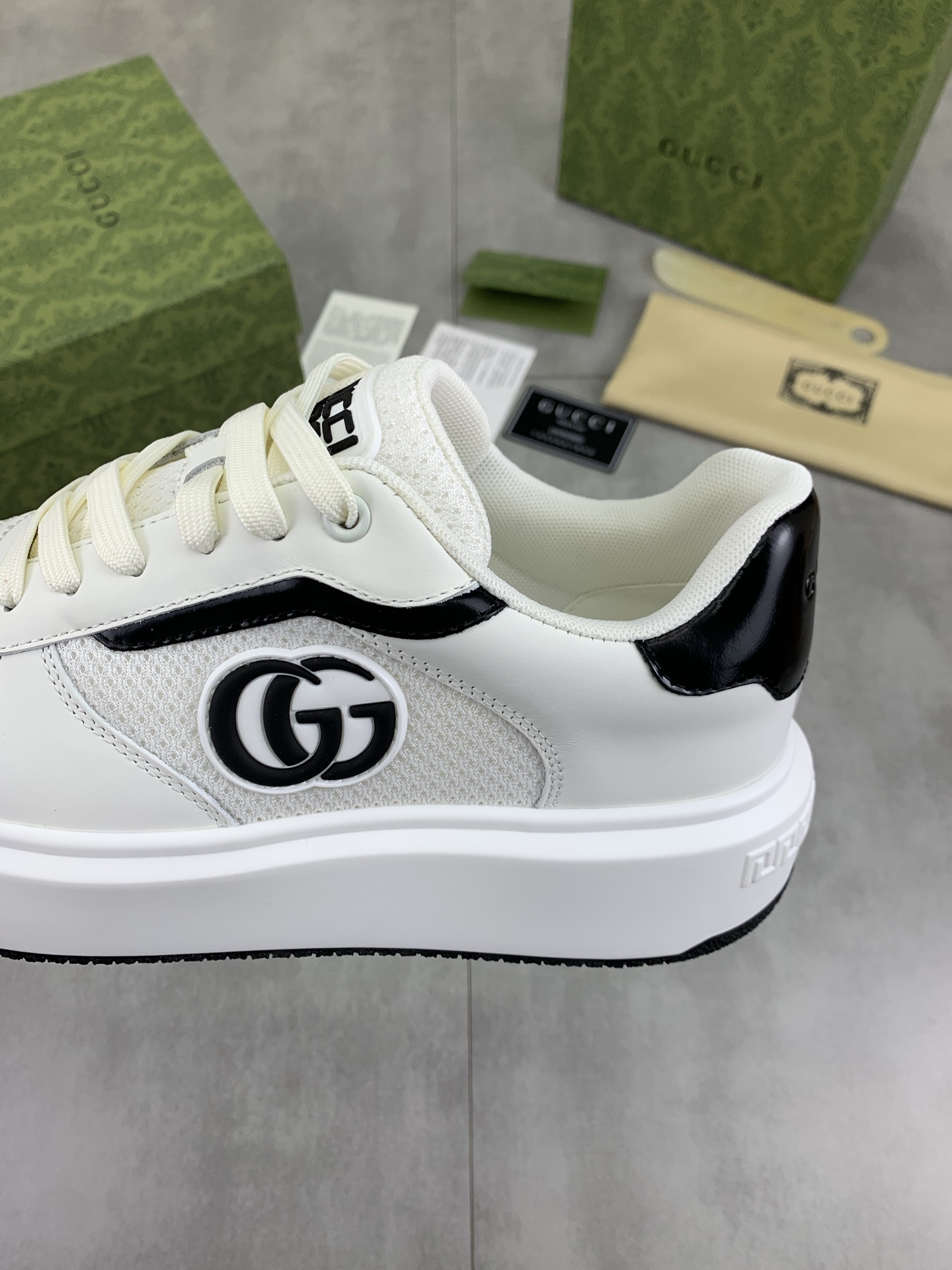 Gucci Men's Ace Leather Sneaker, White Leather with Gucci Logo 8 i1746379233342 3446 0 6