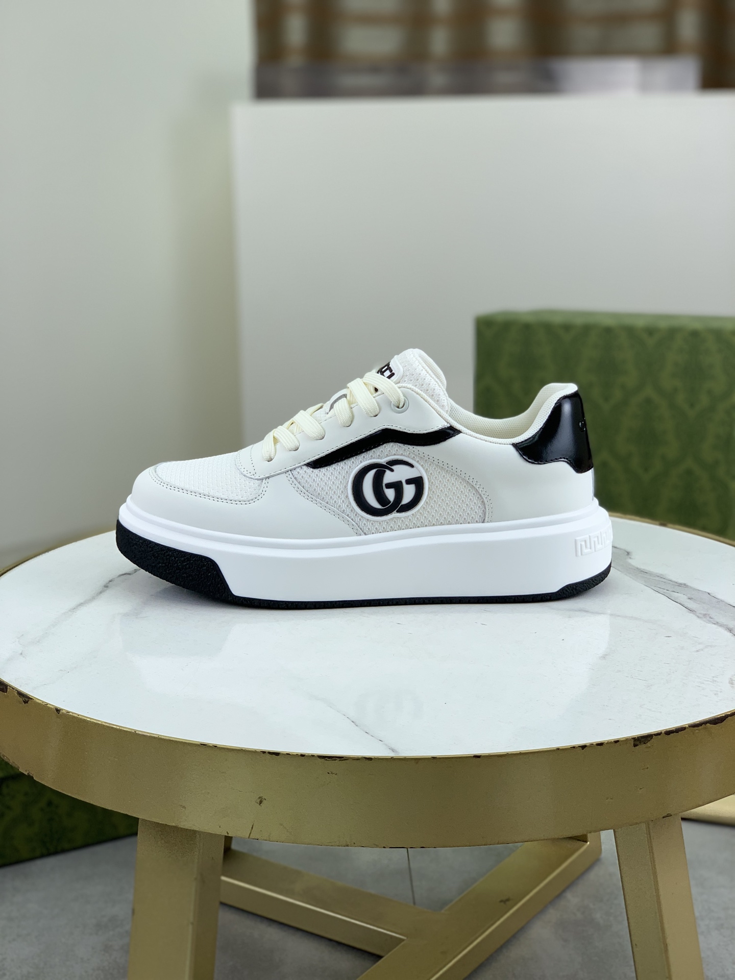 Gucci Men's Ace Leather Sneaker, White Leather with Gucci Logo 2 i1746379243411 7880 0 0
