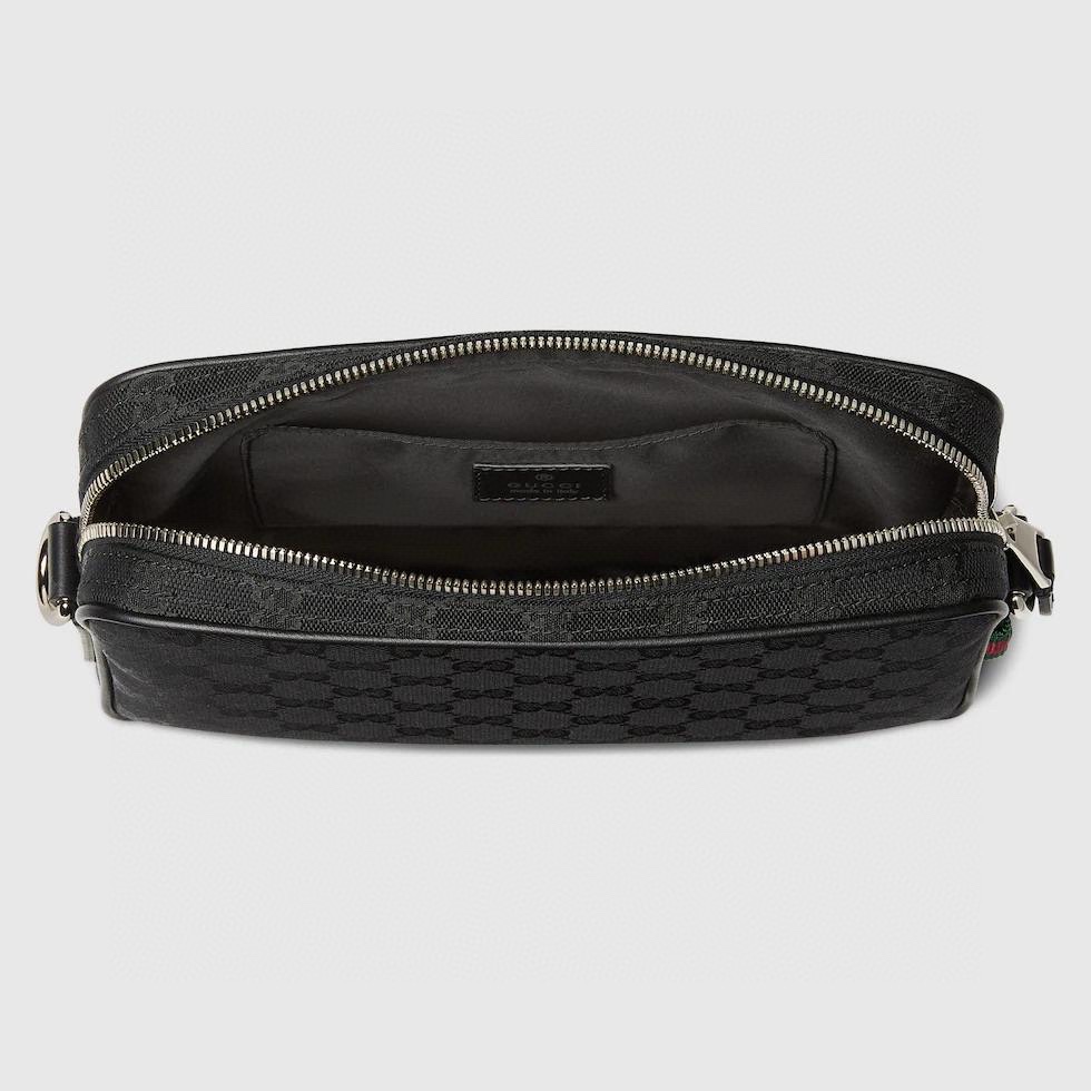 Gucci GG Canvas Clutch Bag with Web Stripe and Leather Trim - Black 9 i1744477908 2357 6
