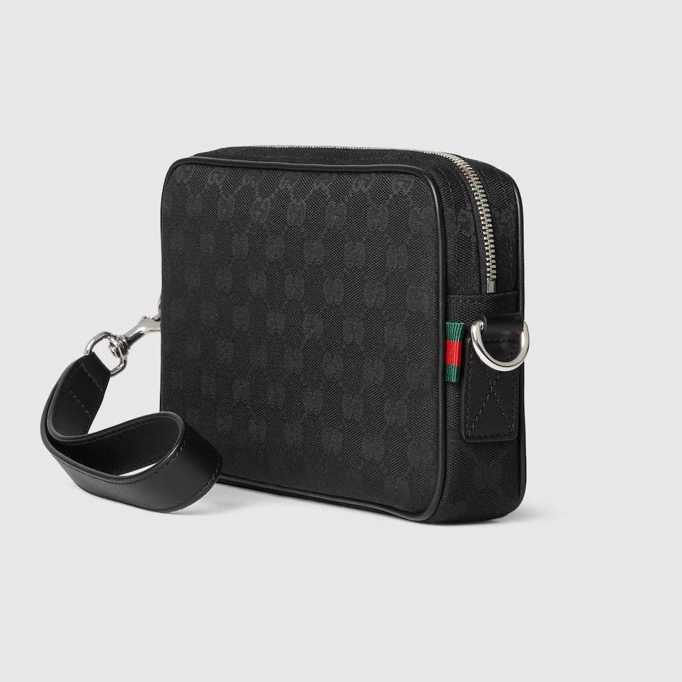 Gucci GG Canvas Clutch Bag with Web Stripe and Leather Trim - Black 2 i1744477908 3090 3