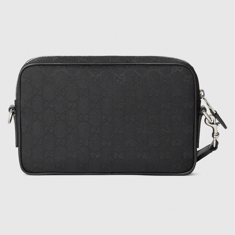 Gucci GG Canvas Clutch Bag with Web Stripe and Leather Trim - Black 7 i1744477908 5258 2