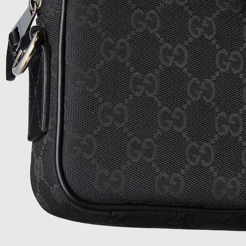 Gucci GG Canvas Clutch Bag with Web Stripe and Leather Trim - Black 10 i1744477908 5990 9