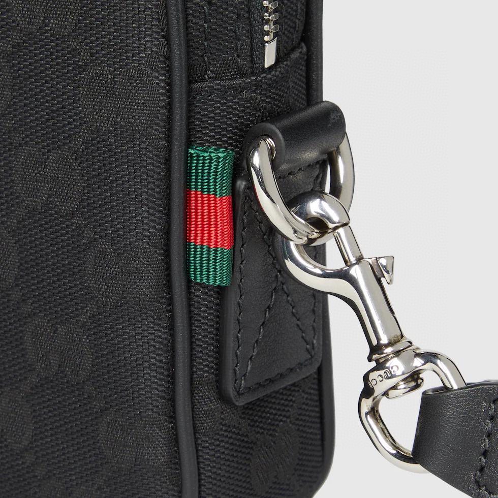 Gucci GG Canvas Clutch Bag with Web Stripe and Leather Trim - Black 5 i1744477908 8638 1
