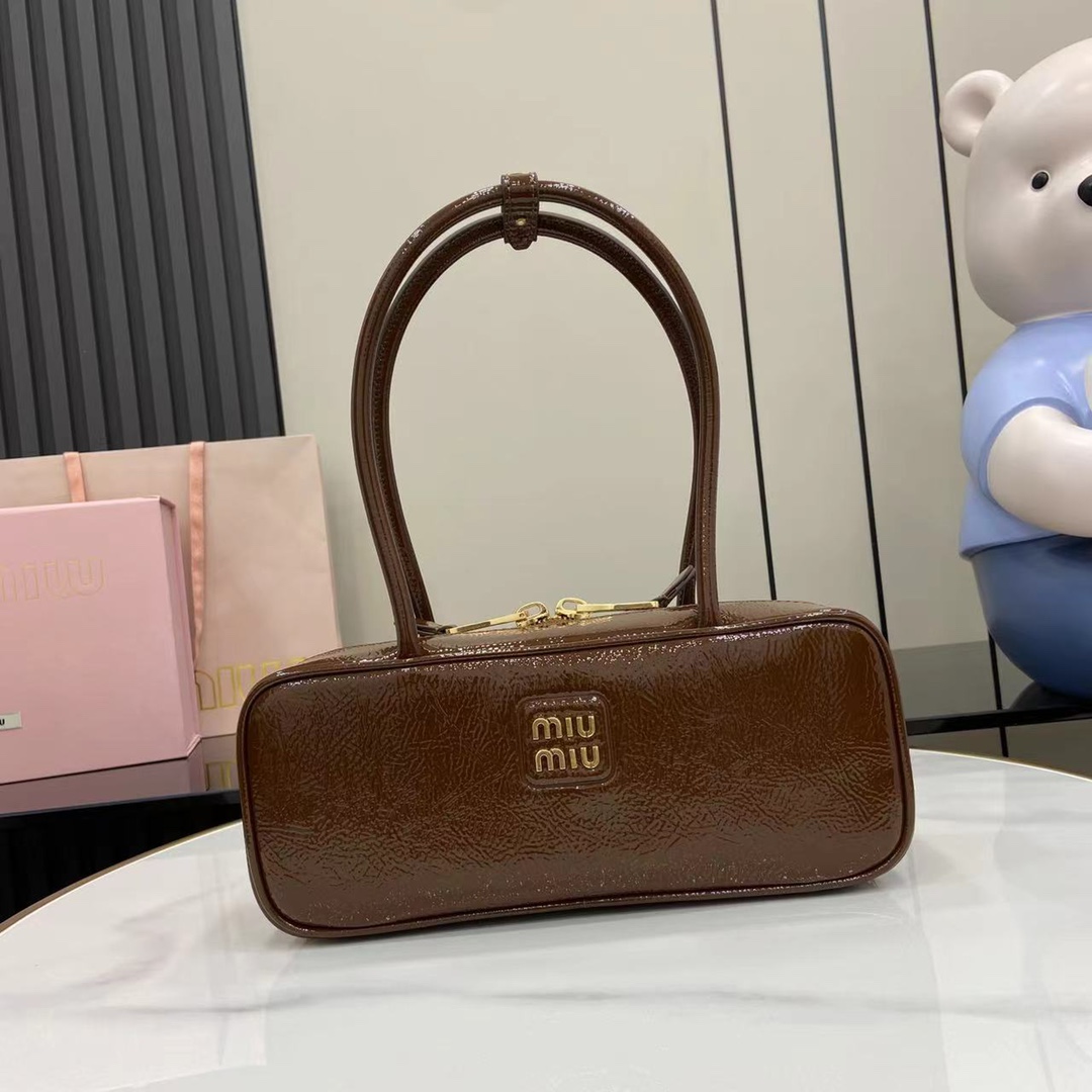 Miu Miu Beau Handbag: Retro Style, Modern Flair - Top Grain Leather, Brown 2 i1744915087 8848 2