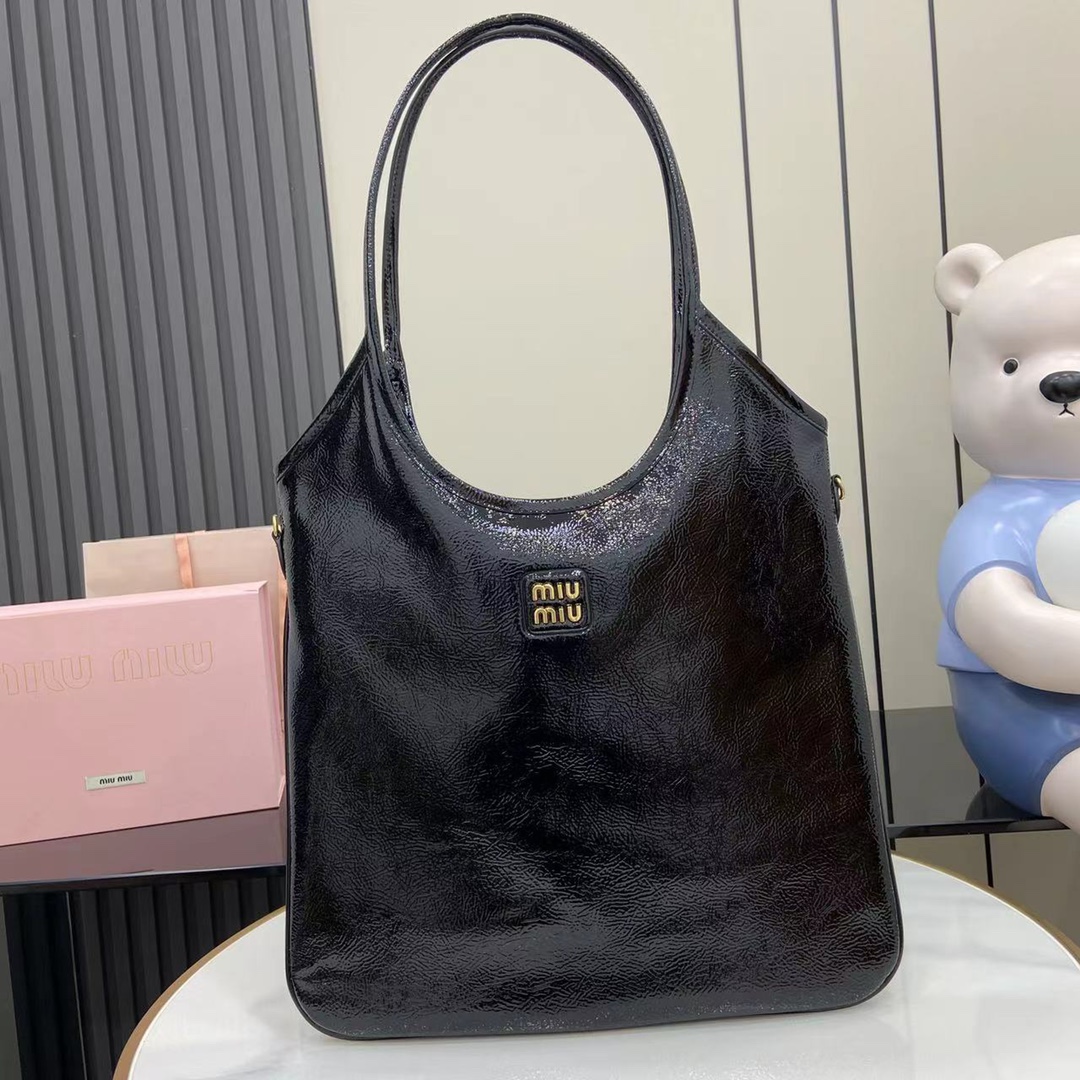 IVY Naplak Leather Tote Bag - Classic Style, Black Oil Wax Finish, 35x40cm 2 i1744915813 1627 8