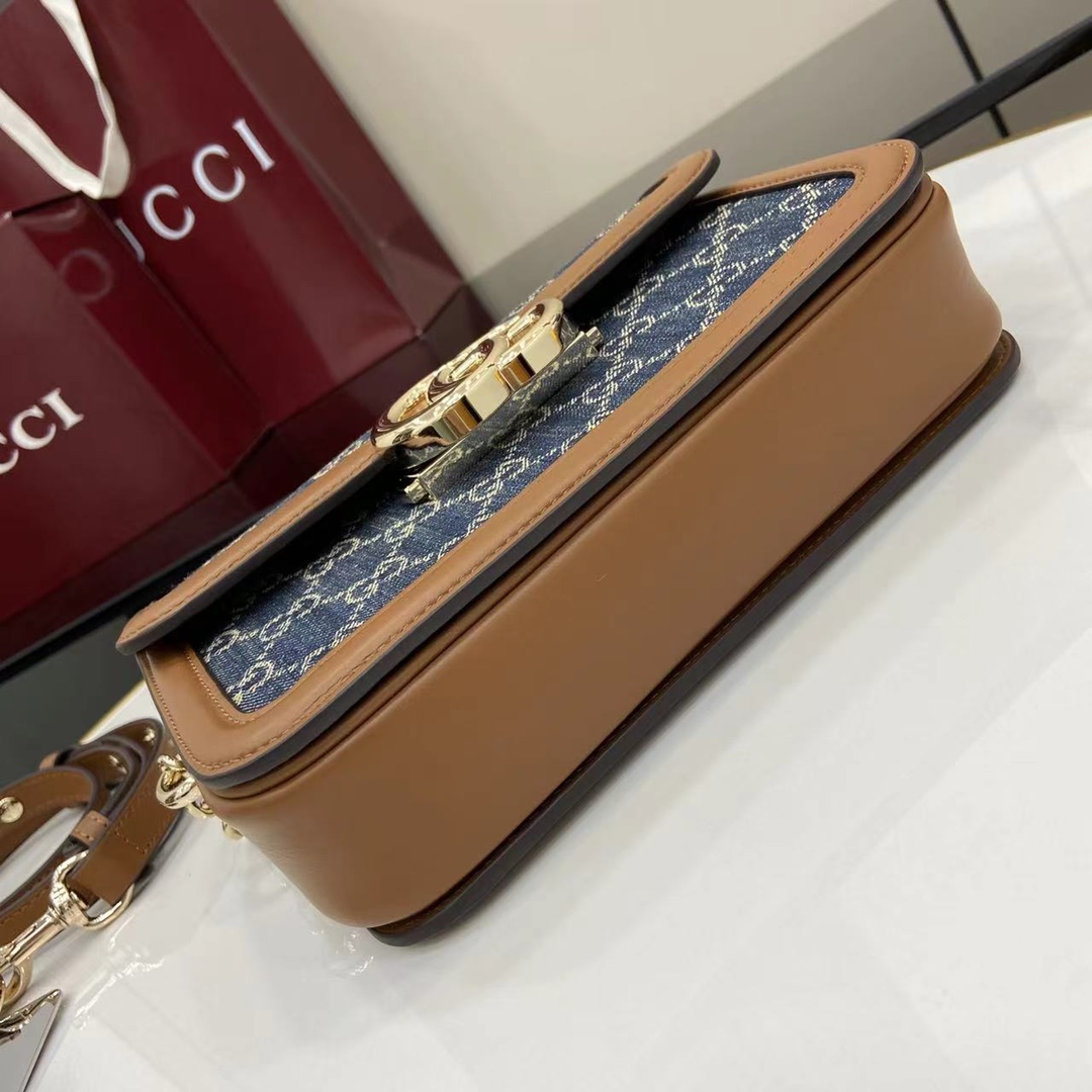 Gucci Go Monogram Blue Denim Shoulder Bag with Chain Strap - Compact & Stylish 5 i1745075288 1624 7