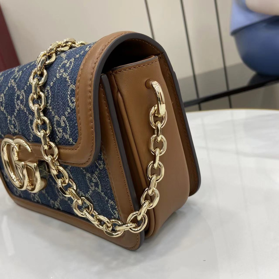 Gucci Go Monogram Blue Denim Shoulder Bag with Chain Strap - Compact & Stylish 7 i1745075288 3821 0
