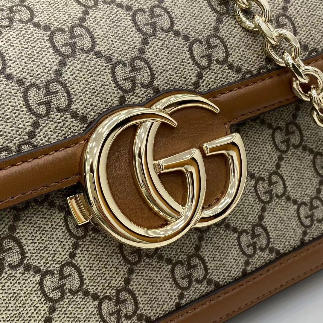 Gucci Go Monogram PVC Shoulder Bag with Chain Strap - Brown 6 i1745075304 5451 3