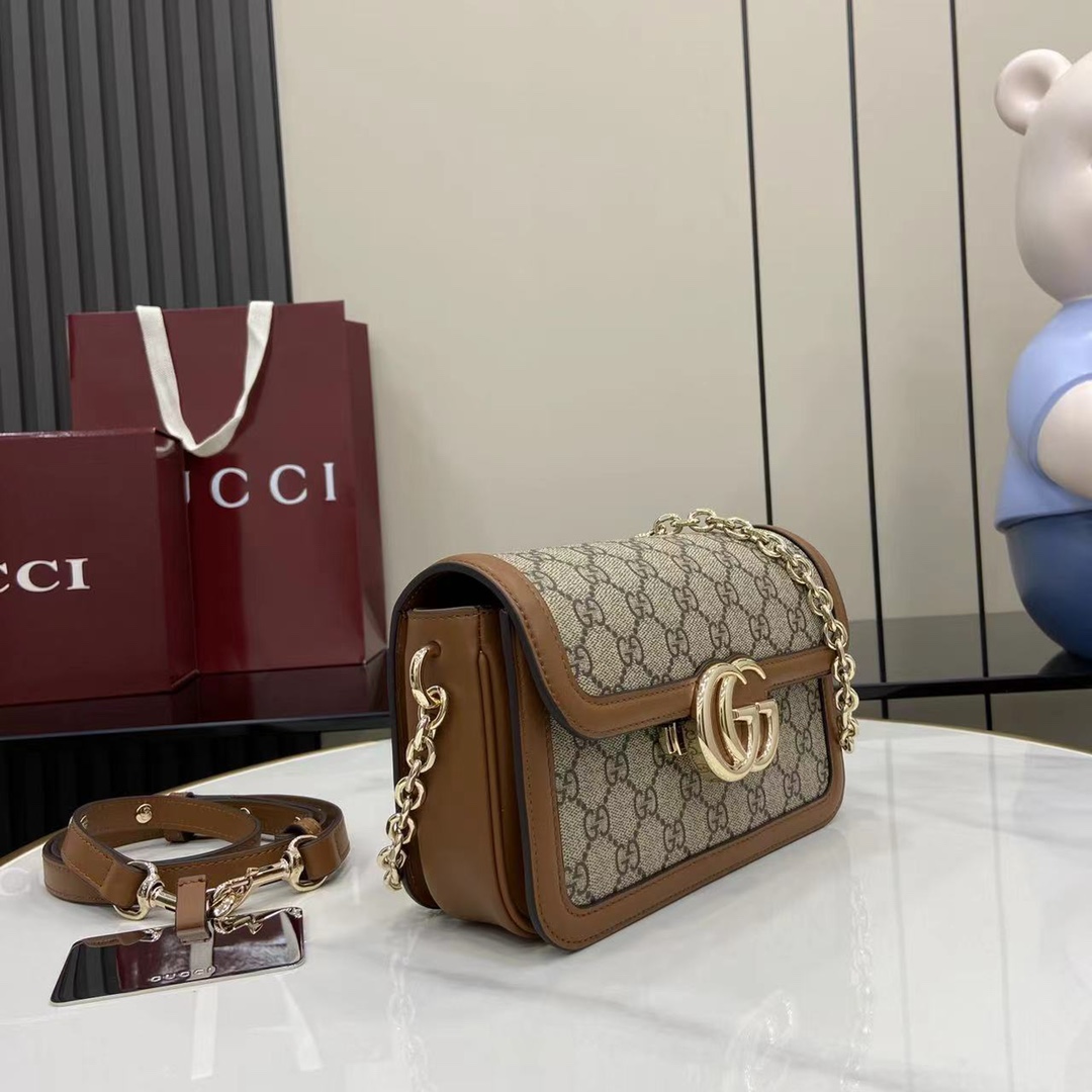 Gucci Go Monogram PVC Shoulder Bag with Chain Strap - Brown 3 i1745075304 7073 2