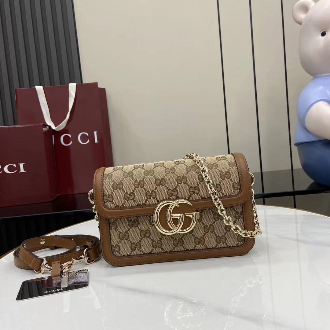 Gucci Go Monogram Canvas Shoulder Bag with Chain Strap - Compact & Chic 2 i1745075330 5557 0