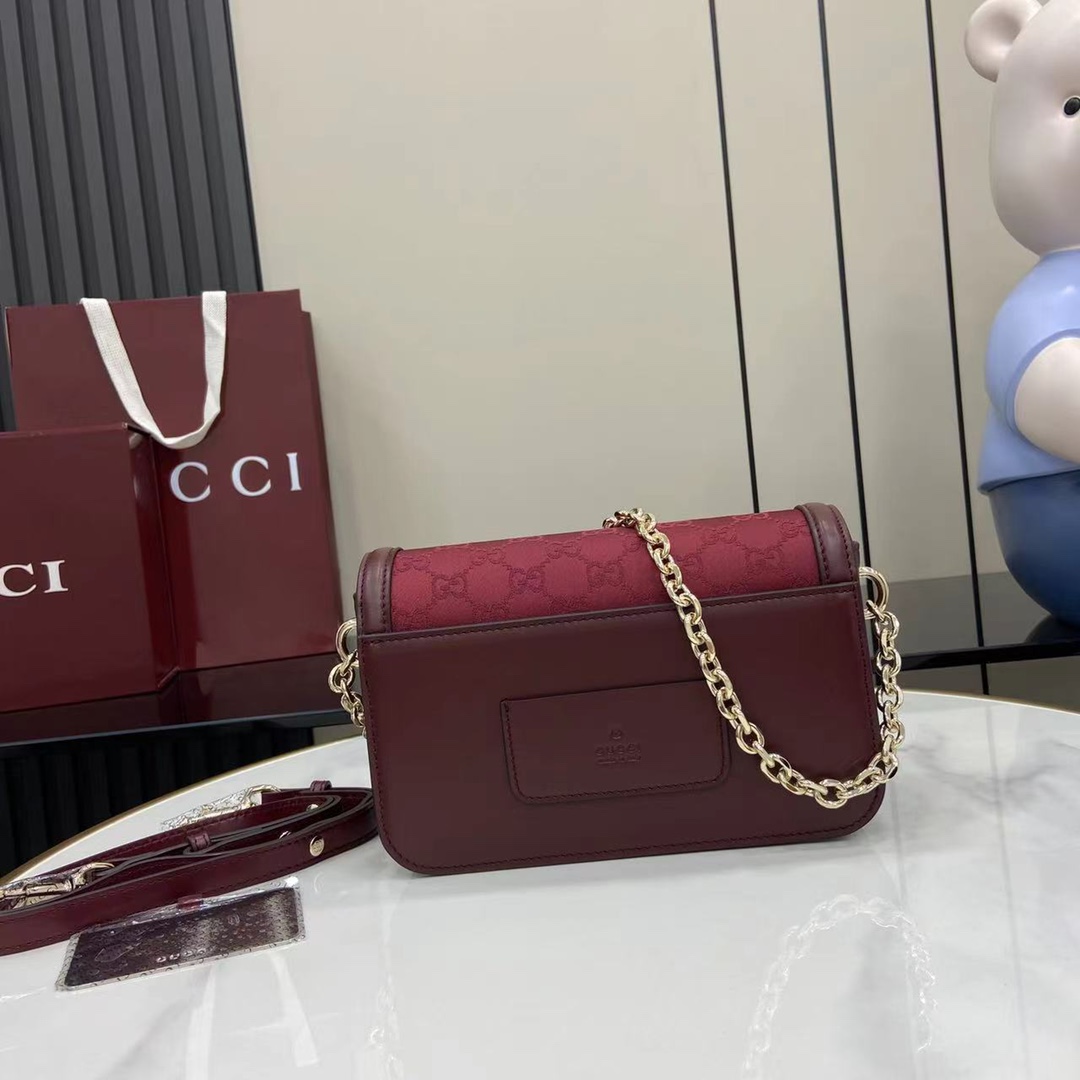 Gucci Go Monogram Canvas Shoulder Bag, Rosso Ancora, Chain & Adjustable Strap 4 i1745159312 2001 1