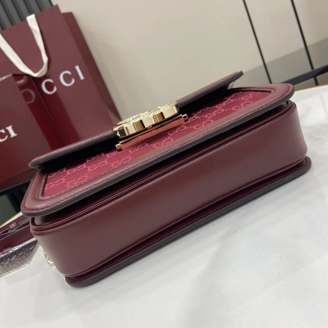 Gucci Go Monogram Canvas Shoulder Bag, Rosso Ancora, Chain & Adjustable Strap 5 i1745159312 2123 0
