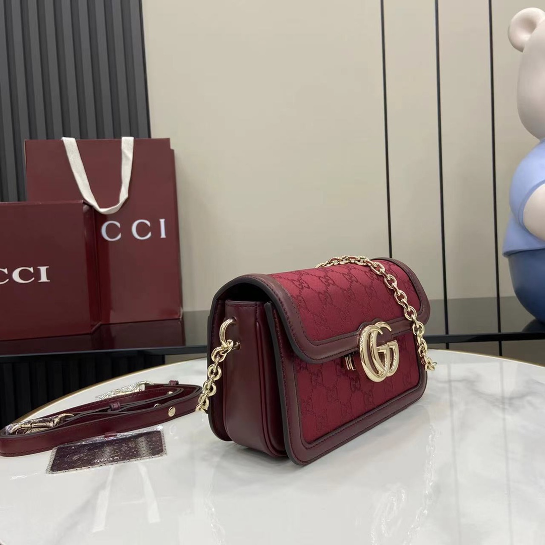 Gucci Go Monogram Canvas Shoulder Bag, Rosso Ancora, Chain & Adjustable Strap 3 i1745159312 2421 7