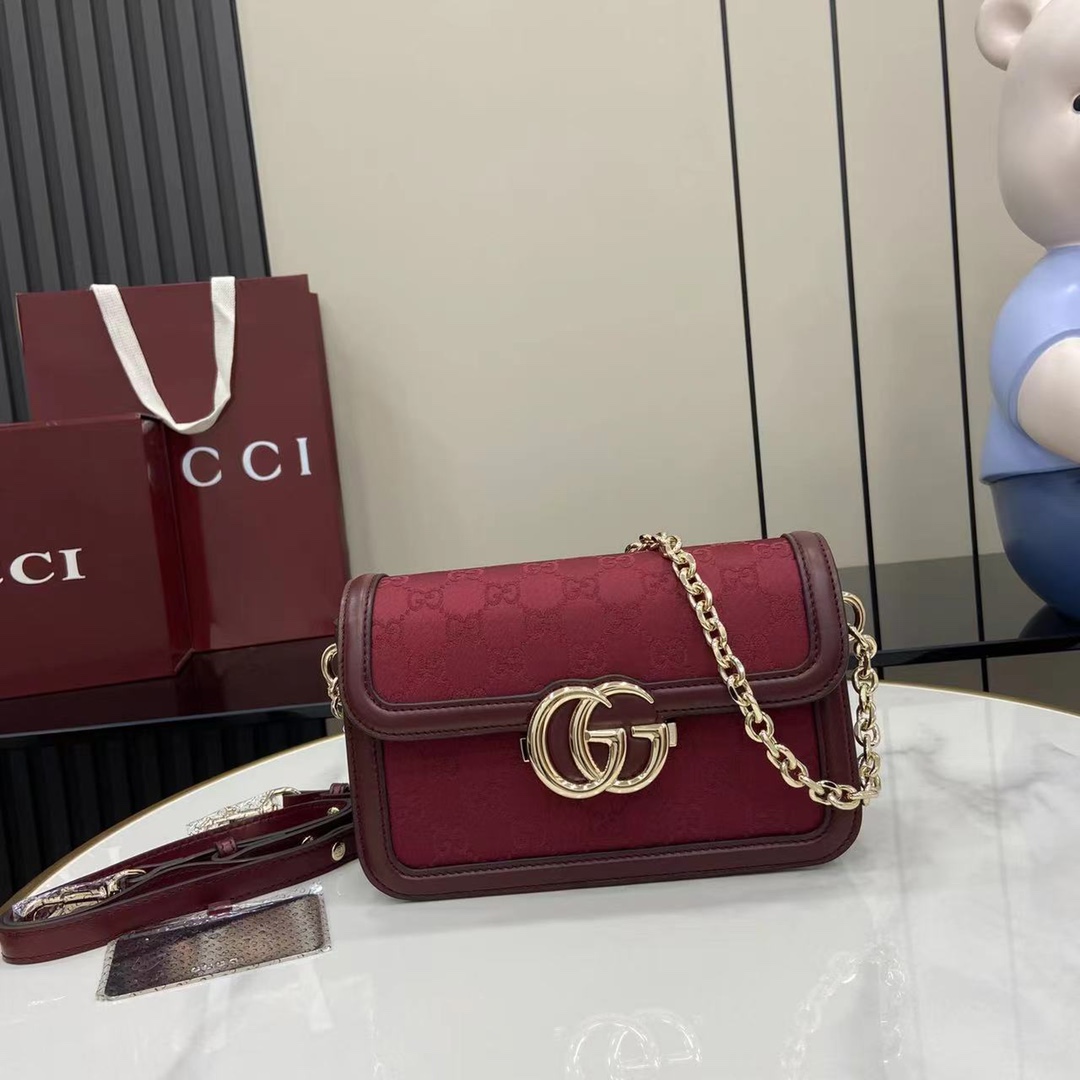 Gucci Go Monogram Canvas Shoulder Bag, Rosso Ancora, Chain & Adjustable Strap 2 i1745159312 2522 3
