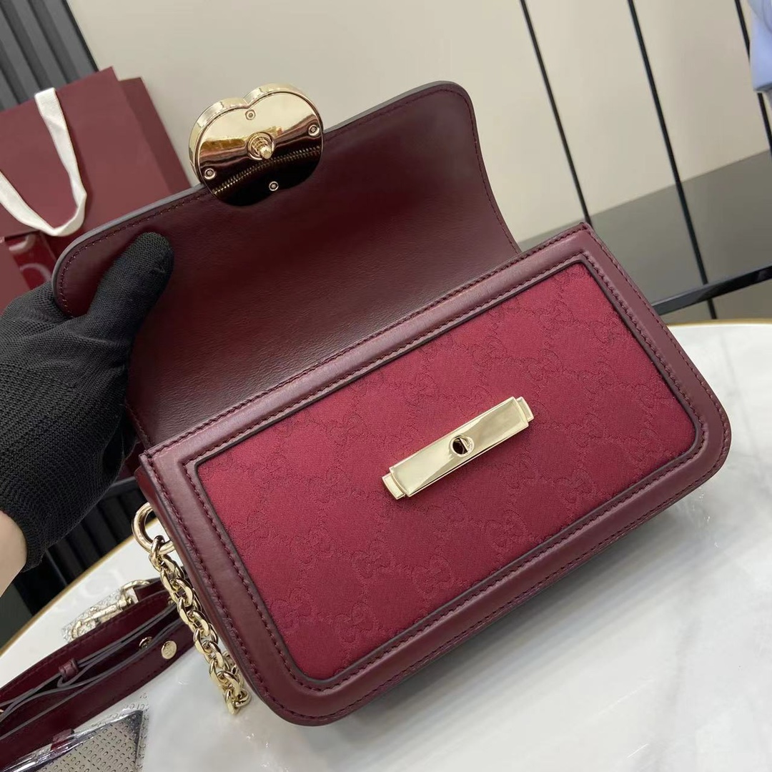 Gucci Go Monogram Canvas Shoulder Bag, Rosso Ancora, Chain & Adjustable Strap 8 i1745159312 4114 2