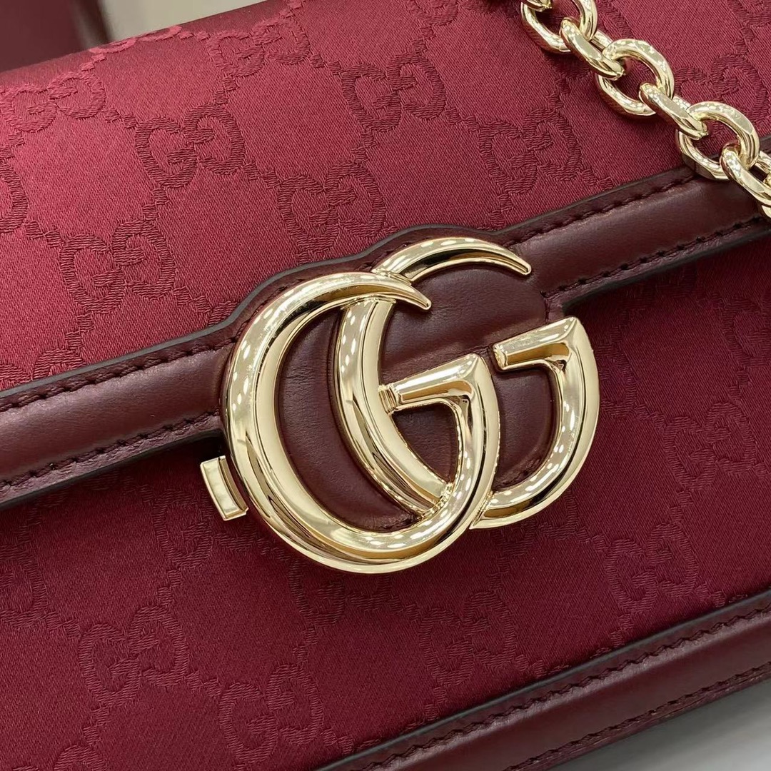 Gucci Go Monogram Canvas Shoulder Bag, Rosso Ancora, Chain & Adjustable Strap 6 i1745159312 5352 4