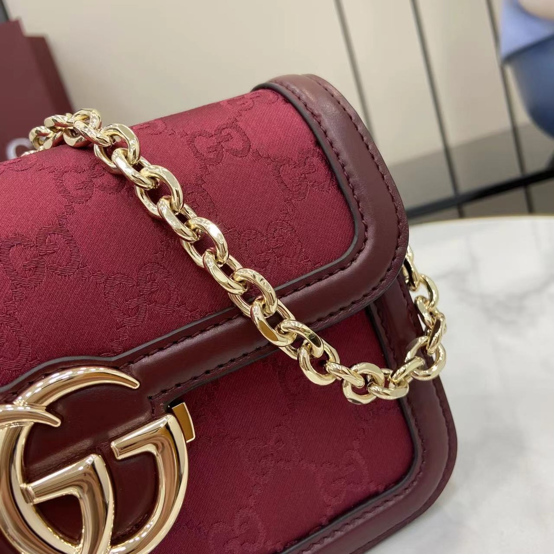 Gucci Go Monogram Canvas Shoulder Bag, Rosso Ancora, Chain & Adjustable Strap 7 i1745159312 7895 6