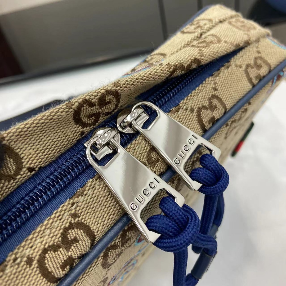 Gucci Beige & Brown Original Canvas Backpack with Blue Snake Embroidery 7 i1745159330 3706 3