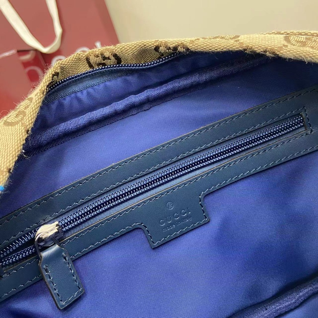 Gucci Beige & Brown Original Canvas Backpack with Blue Snake Embroidery 10 i1745159330 5364 6