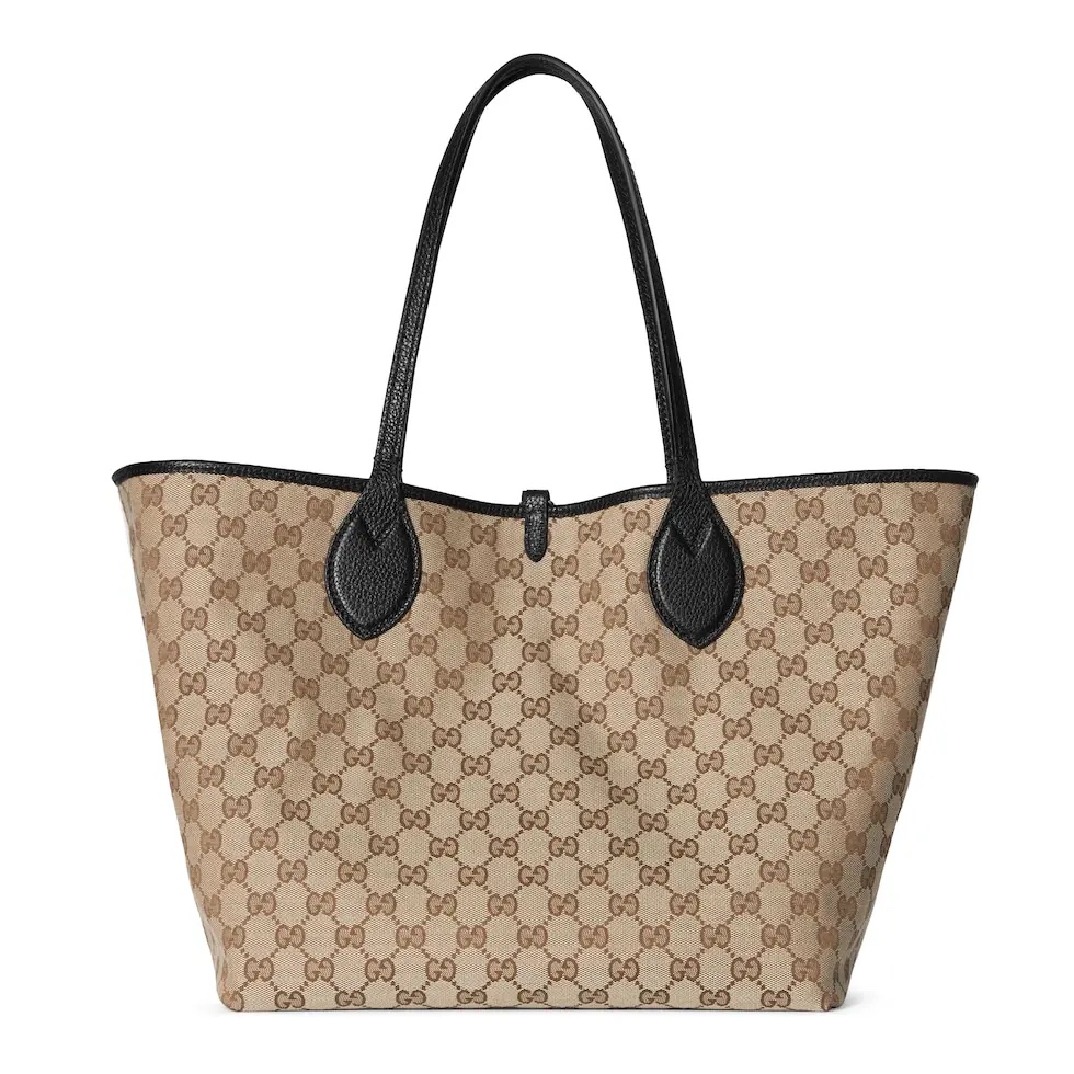 Gucci Totissima Reversible Tote Bag Black Grained Leather Beige Canvas 8 i1745163535 4469 10