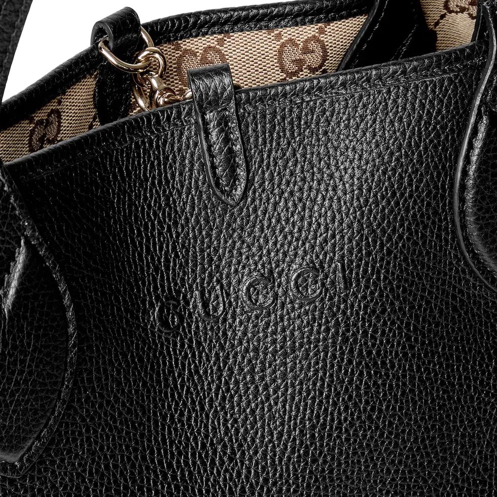 Gucci Totissima Reversible Tote Bag Black Grained Leather Beige Canvas 6 i1745163535 8044 6