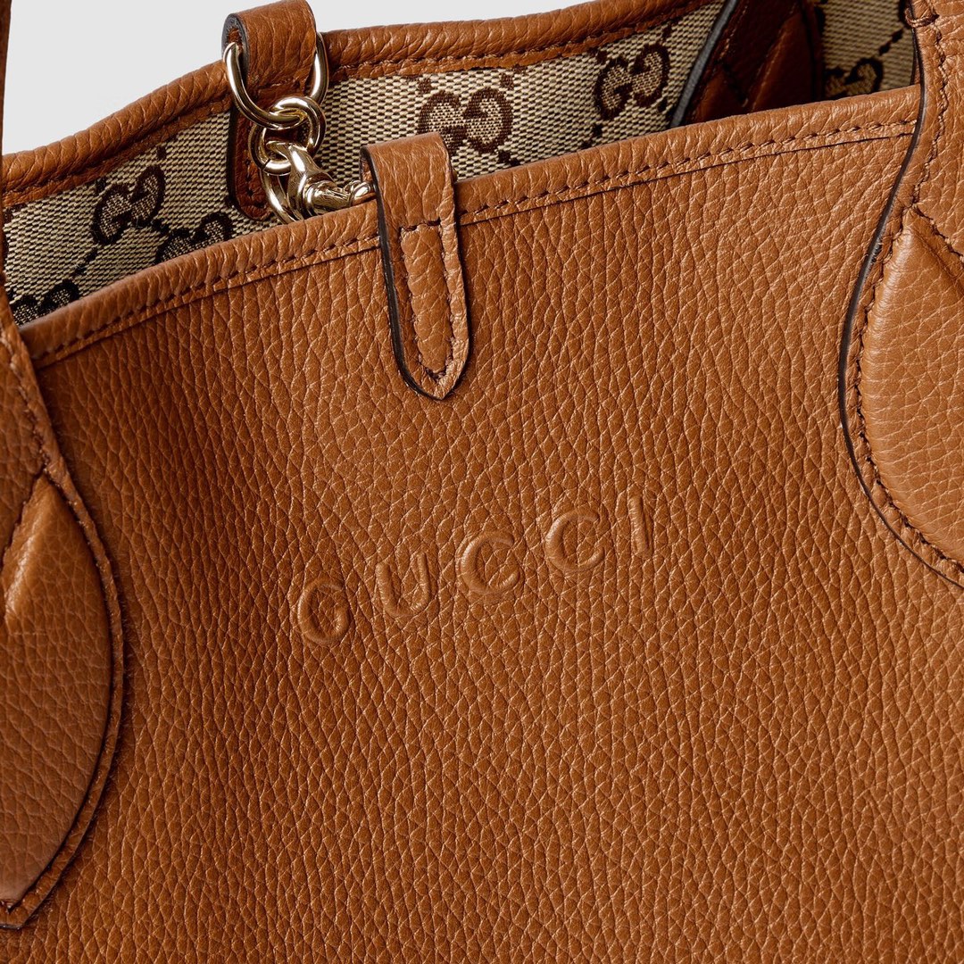 Gucci Totissima Reversible Tote Bag in Brown Grained Leather and Beige Canvas 3 i1745163805 5082 0