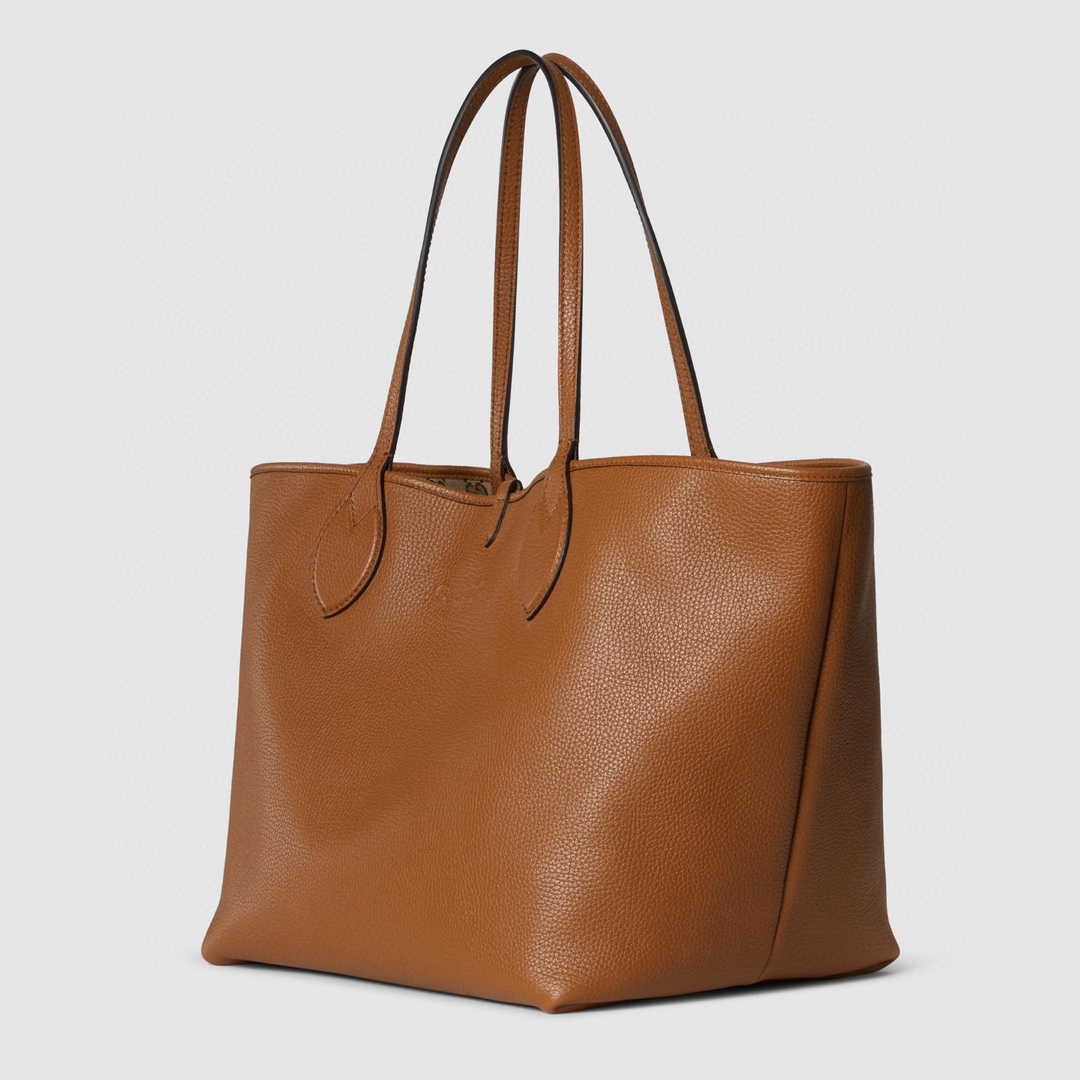 Gucci Totissima Reversible Tote Bag in Brown Grained Leather and Beige Canvas 6 i1745163805 7798 6