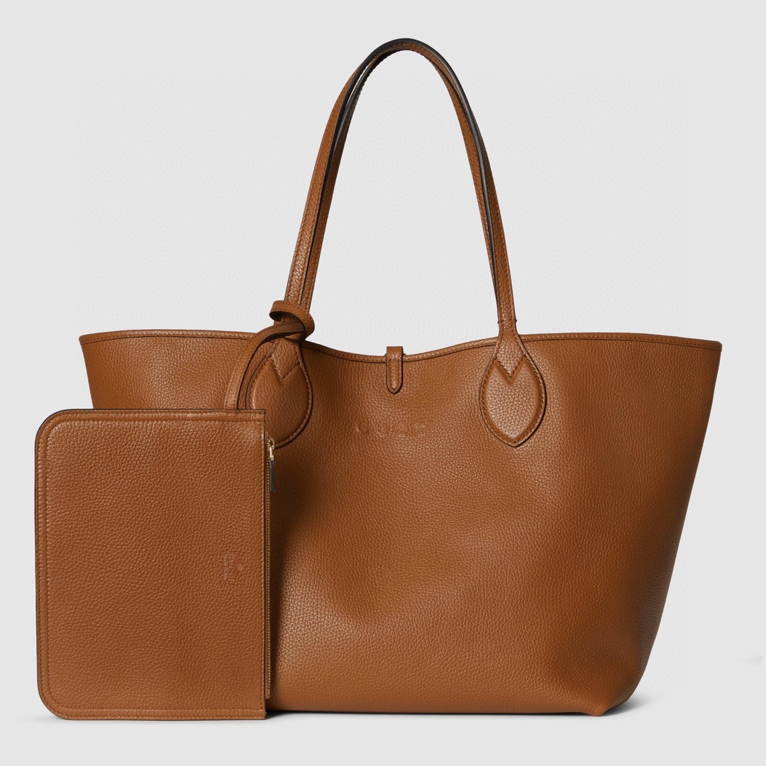 Gucci Totissima Reversible Tote Bag in Brown Grained Leather and Beige Canvas 9 i1745163805 8902 8