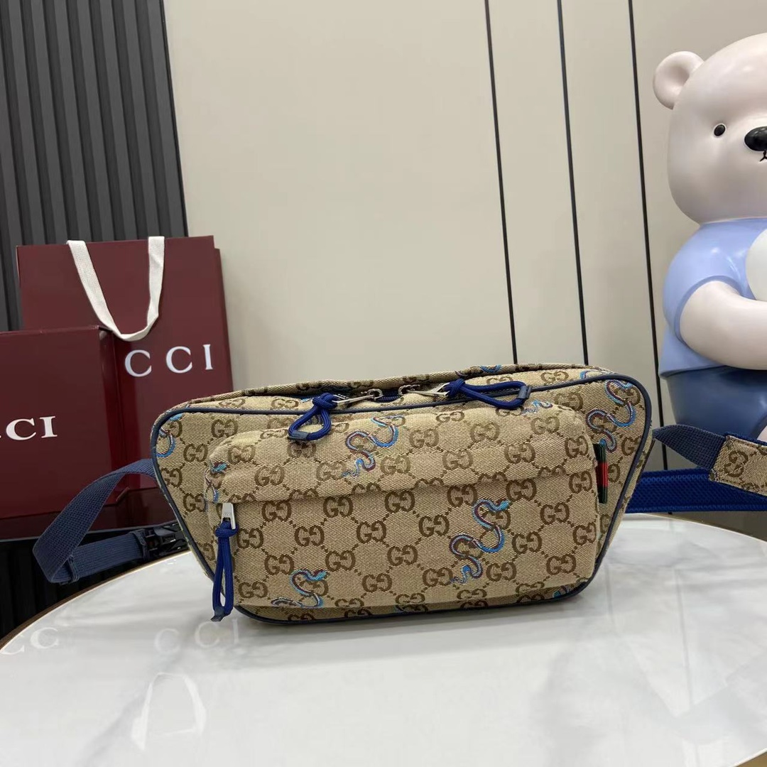 Gucci Original Canvas Backpack with Snake Embroidery - Beige & Brown 2 i1745258170 6055 3