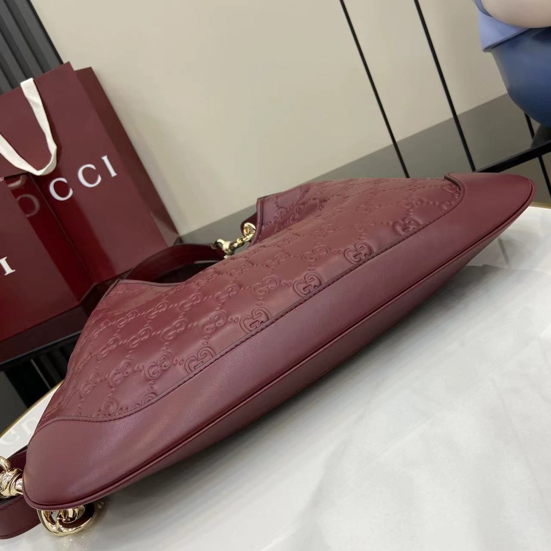 Gucci Body Embossed Leather Shoulder Bag - Iconic Design, Ancorra Red 5 i1745258546 285 3