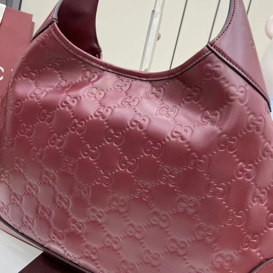 Gucci Body Embossed Leather Shoulder Bag - Iconic Design, Ancorra Red 8 i1745258546 334 4