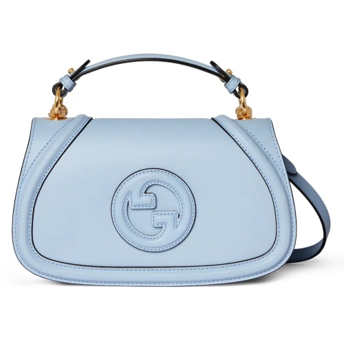 Gucci Blondie Light Blue Leather Shoulder Bag with Interlocking G 1 Gucci Blondie Light Blue Leather Shoulder Bag with Interlocking G